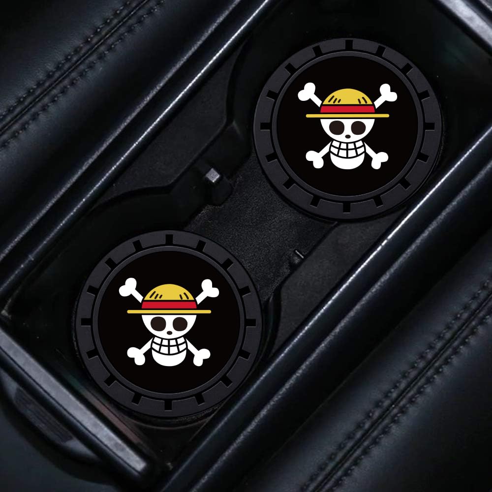 One Piece Anime Car Cup Holder Coaster,Auto Cup Holder Insert Coaster For One Piece Merch, Non-Slip Car Drink Holder Coaster, Ca