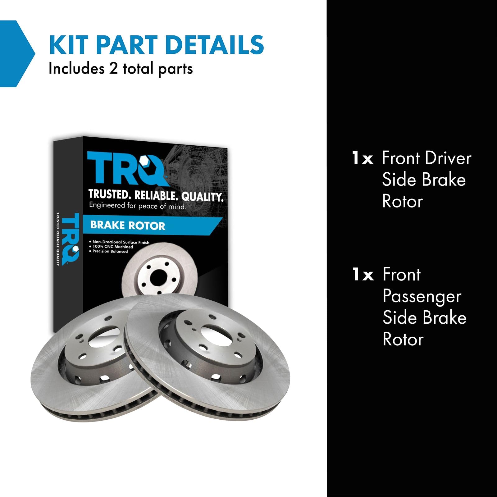 Trq Front Brake Rotors Set Vented Compatible With 2009-2015 Toyota Venza