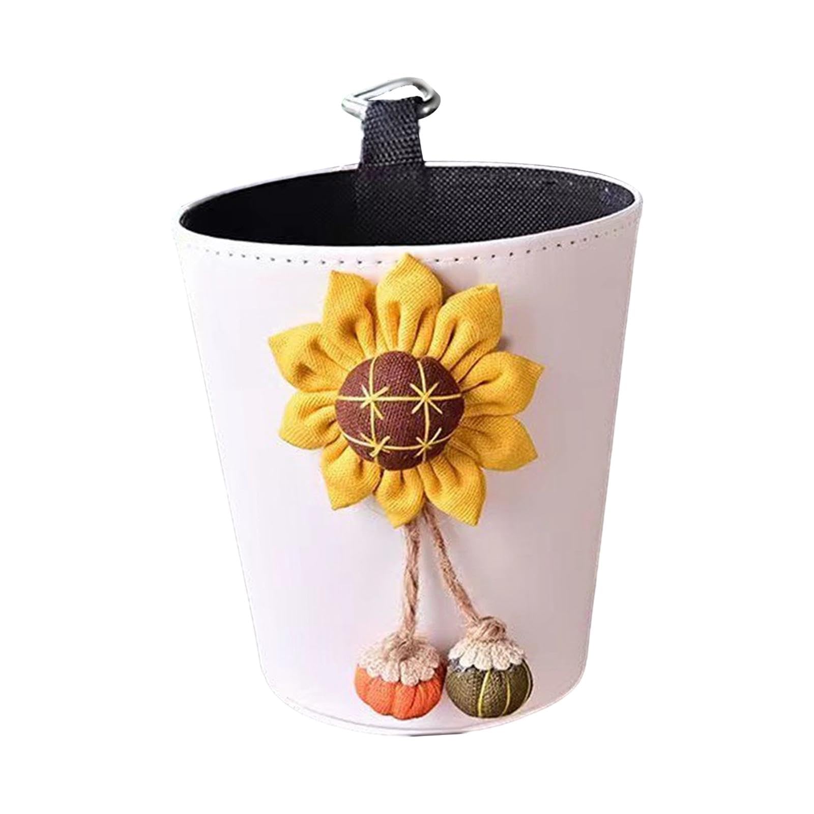 TRENDIVIBE Hanging Car Trash Can with Fixing Hook Storage Bucket Multipurpose Trash Bin Orange Flower