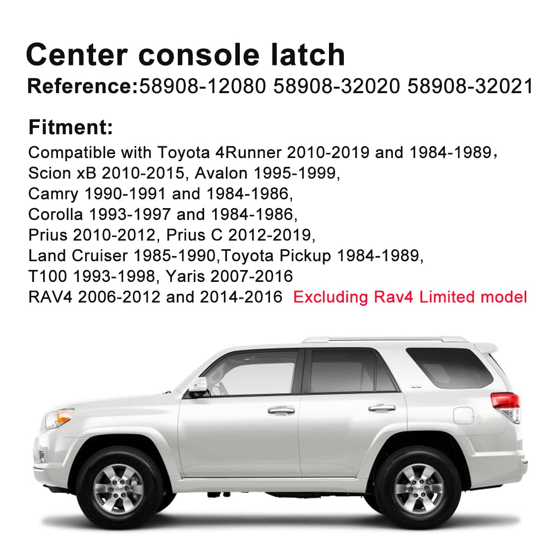 artapek Center Console Lid Latch Compatible with Toyota 4Runner 2010-2019 and 1984-1989, RAV4 2006-2012 and 2014-2016, Yaris 200