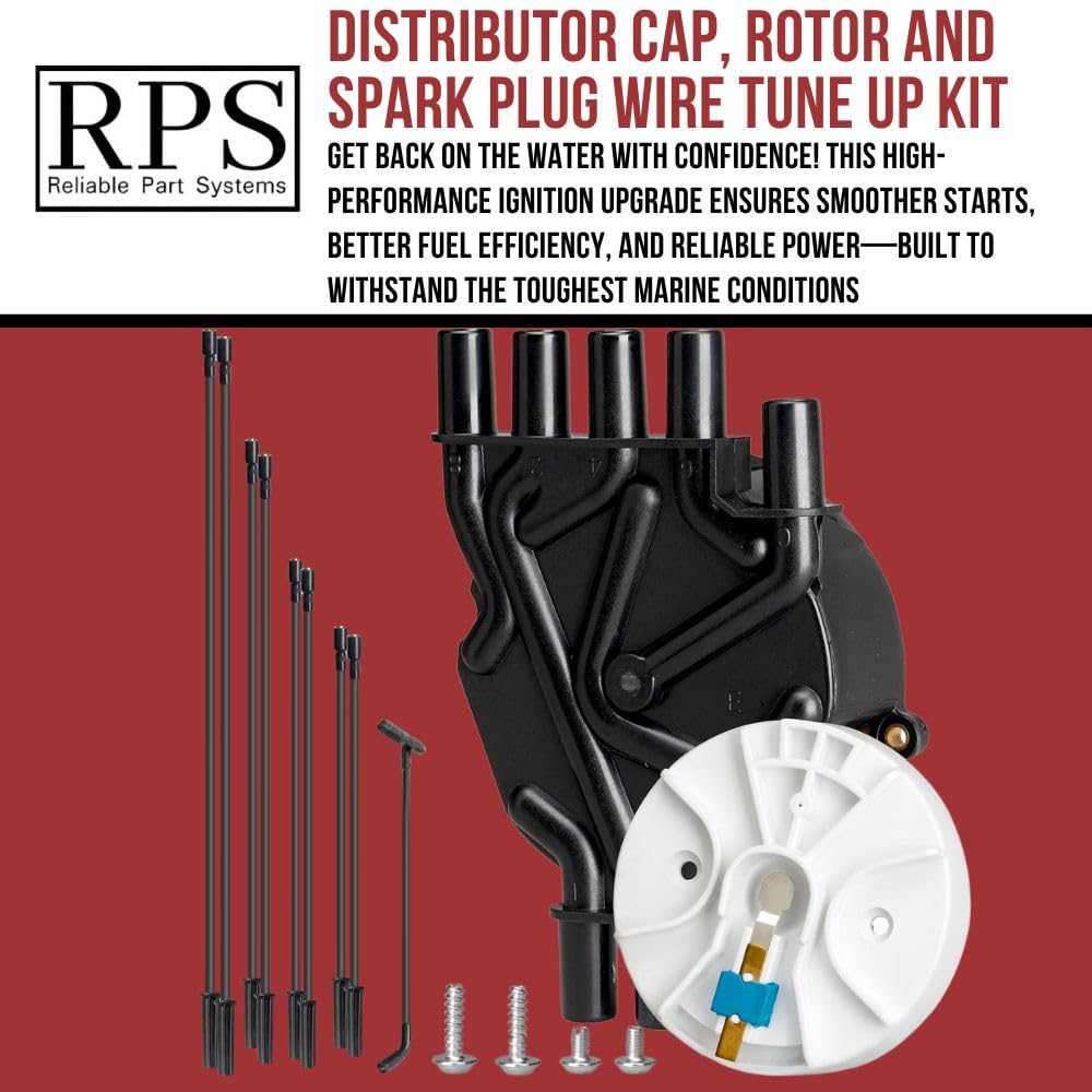 Distributor Cap, Rotor, Spark Plug Wires Tune Up Kit For Mercruiser 5.0 5.7 Mpi Mag And Volvo Penta 5.0 5.7 Gi Gxi