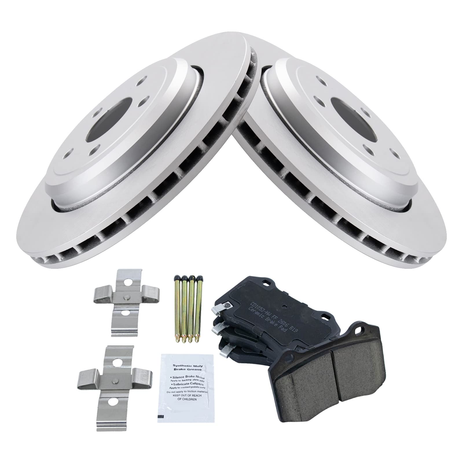 Trq Rear Brake Pad & Rotor Kit Brake Pads Brake Rotor Ceramic Vented Premium G-Coated Compatible With 2018-2019 Dodge Durango 20