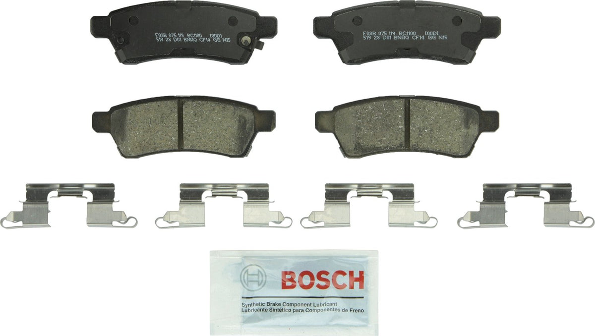 BOSCH BC1100 QuietCast Premium Ceramic Disc Brake Pad Set - Compatible with Select Nissan Frontier, Xterra; Suzuki Equator; REAR