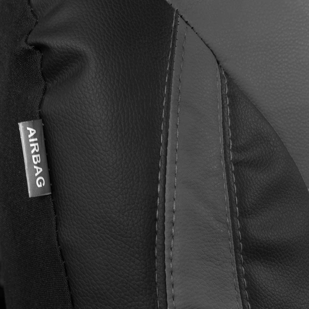 Motor Trend Gray Faux Leather Car Seat Covers For Front Seats - Premium Automotive Bucket Seat Covers, Made For Vehicles With Removable Headrests, Interior Covers For Car Truck Van Suv