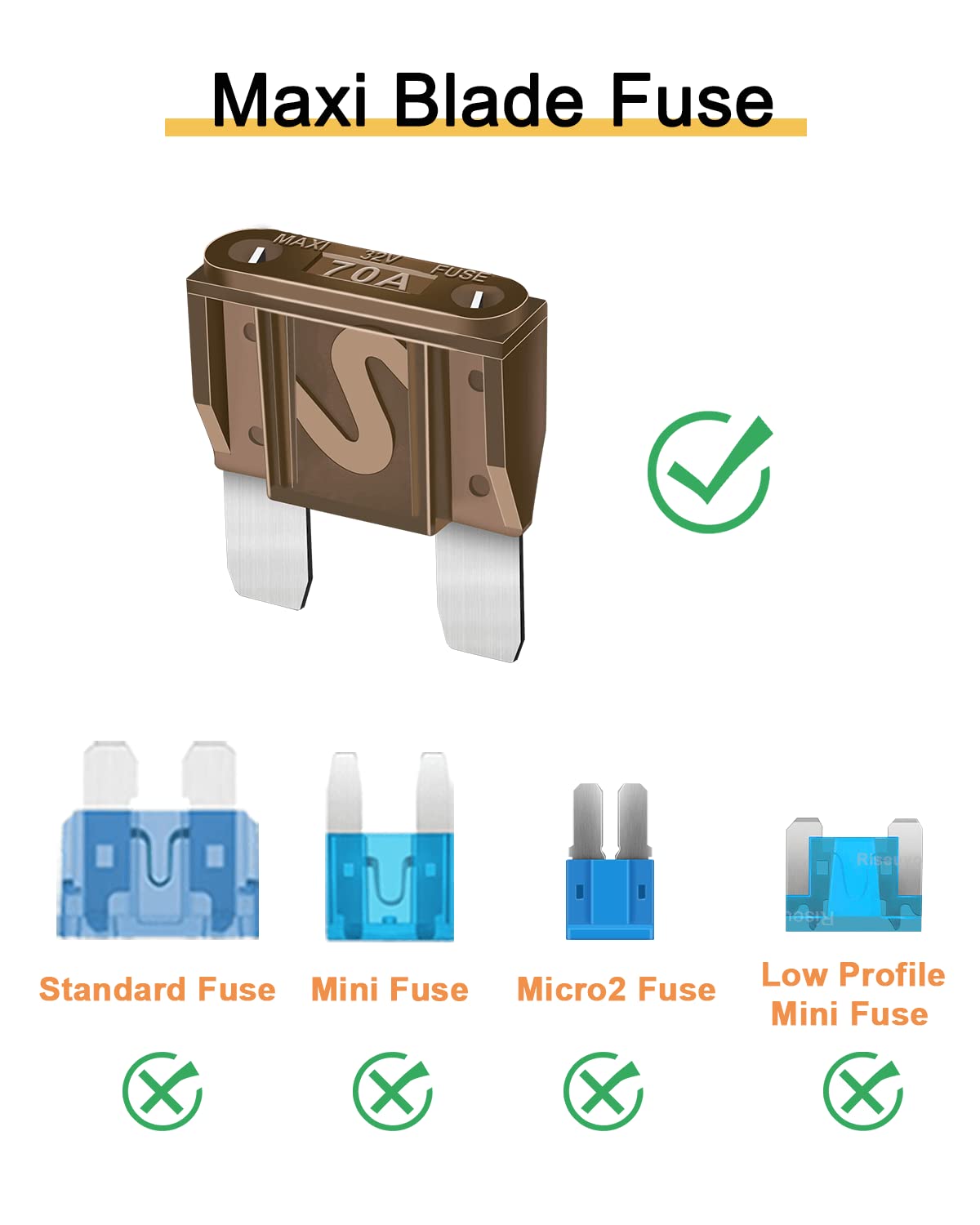 10Pcs 70Amp Maxi Fuses - 70A Automotive Blade Fuse For Auto, Car, Rv, Boat, Truck