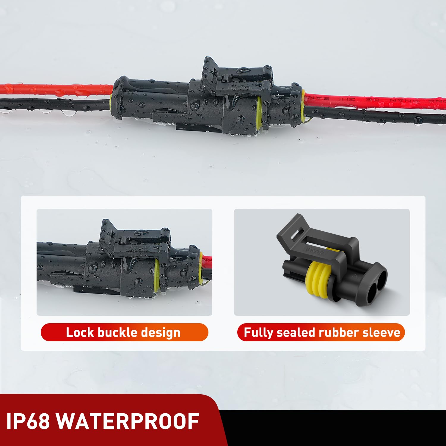 Nilight 200PCS 2 Pin Electrical Connector Plug Male Female Terminal Wire Connector Waterproof Connectors 2 Way Automotive Connec