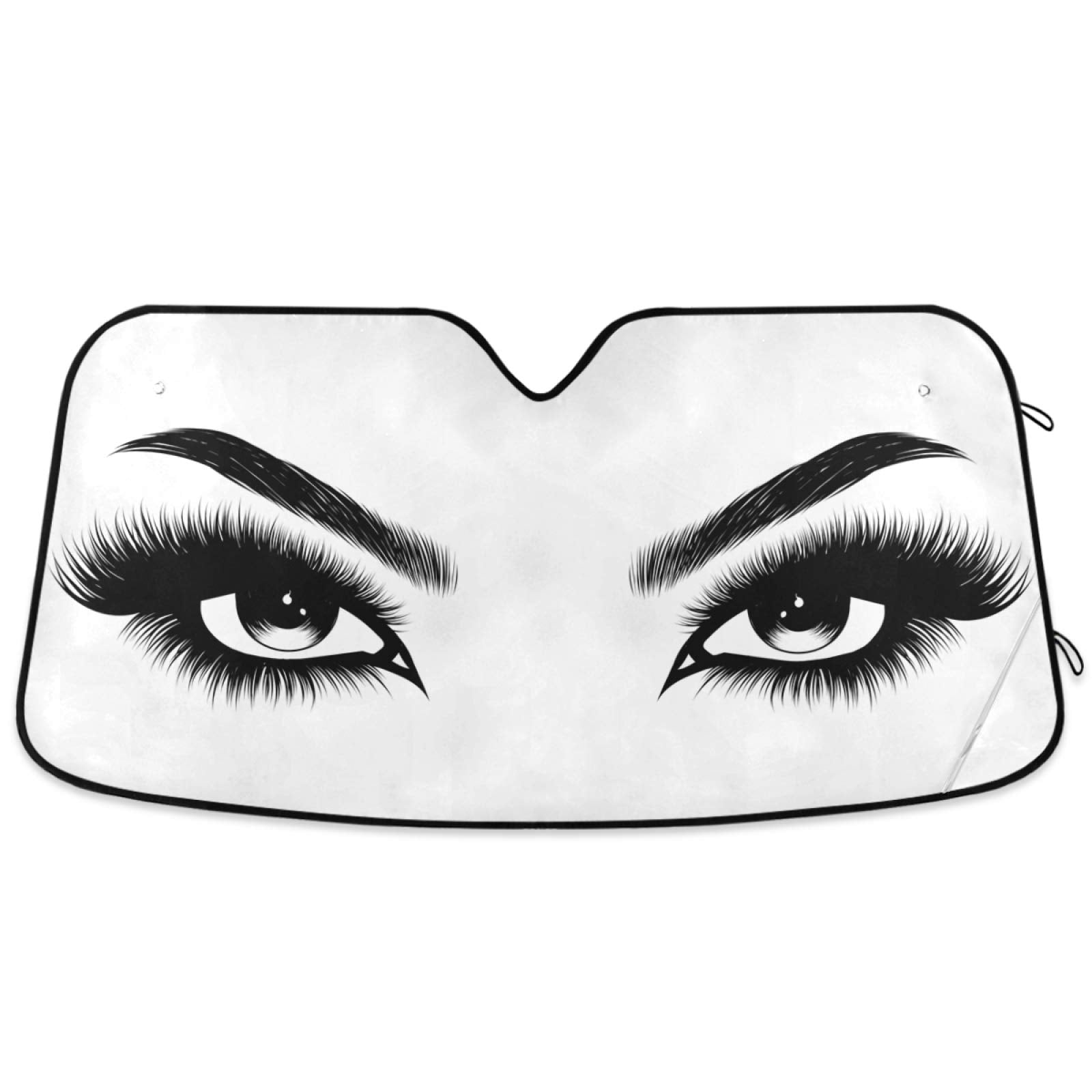Oarencol Woman Eyes Eyelash Car Windshield Sun Shade Foldable Uv Ray Sun Visor Protector Sunshade To Keep Your Vehicle Cool (55'