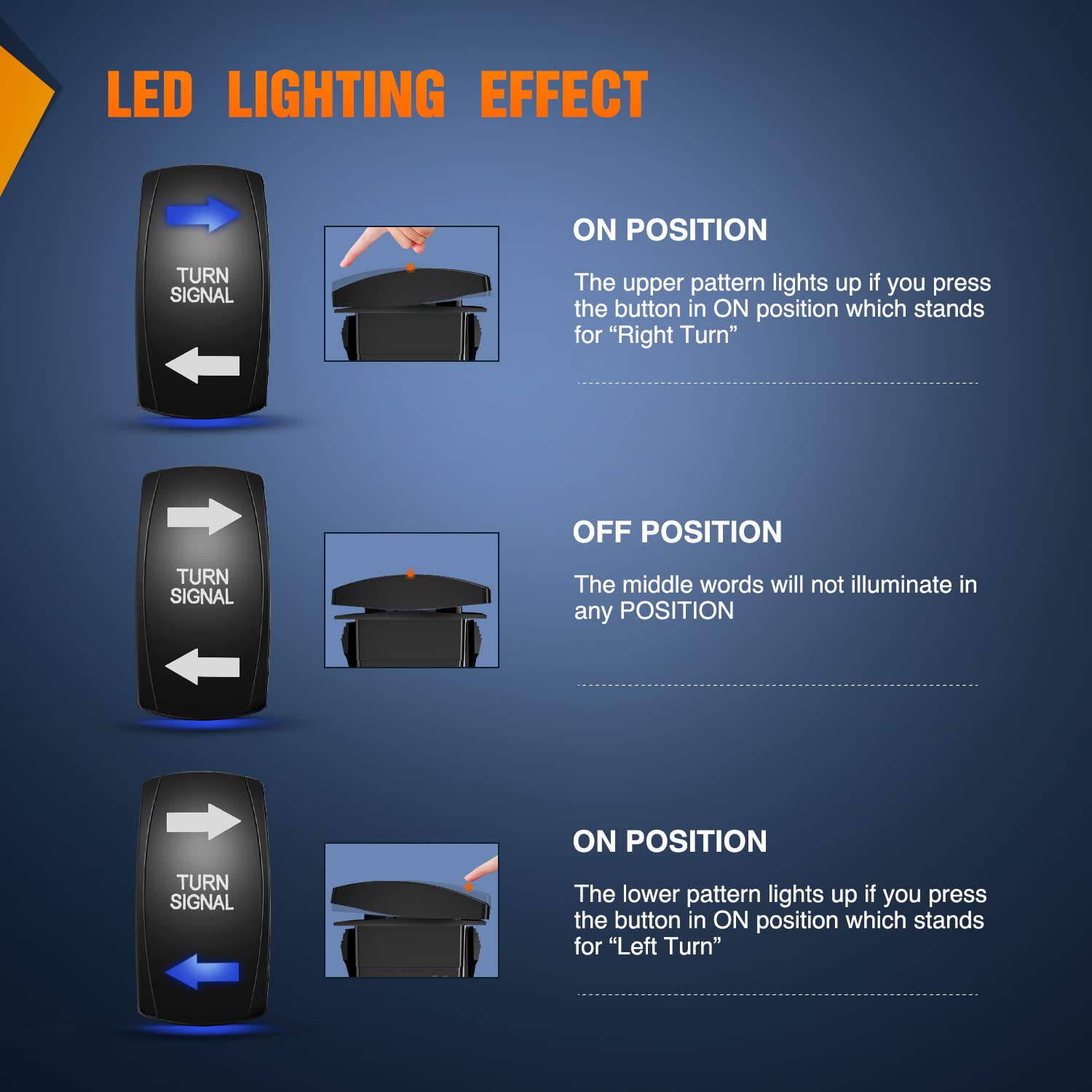 Nilight Turn Signal Switch Blue 4Pin On Off On Rocker Switch Laser Etched Spdt Toggle Switches 12V 20A 24V 10A Jumper Wires For Cars Rvs Campers Trailers, 2 Years Warranty
