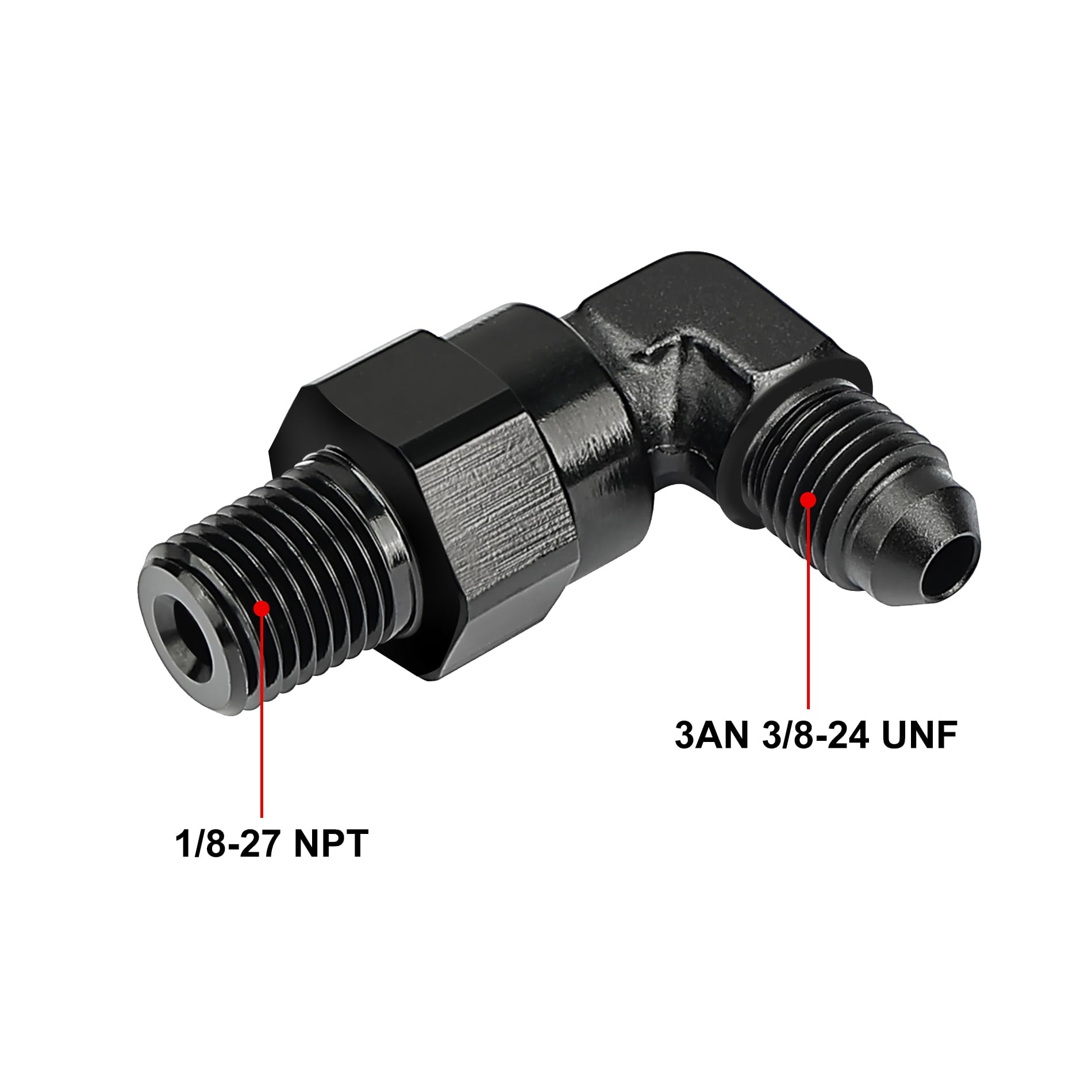 Evil Energy 3An Male Flare To 1/8 '' Npt 90 Degree Swivel Fitting Adapter Aluminum Black