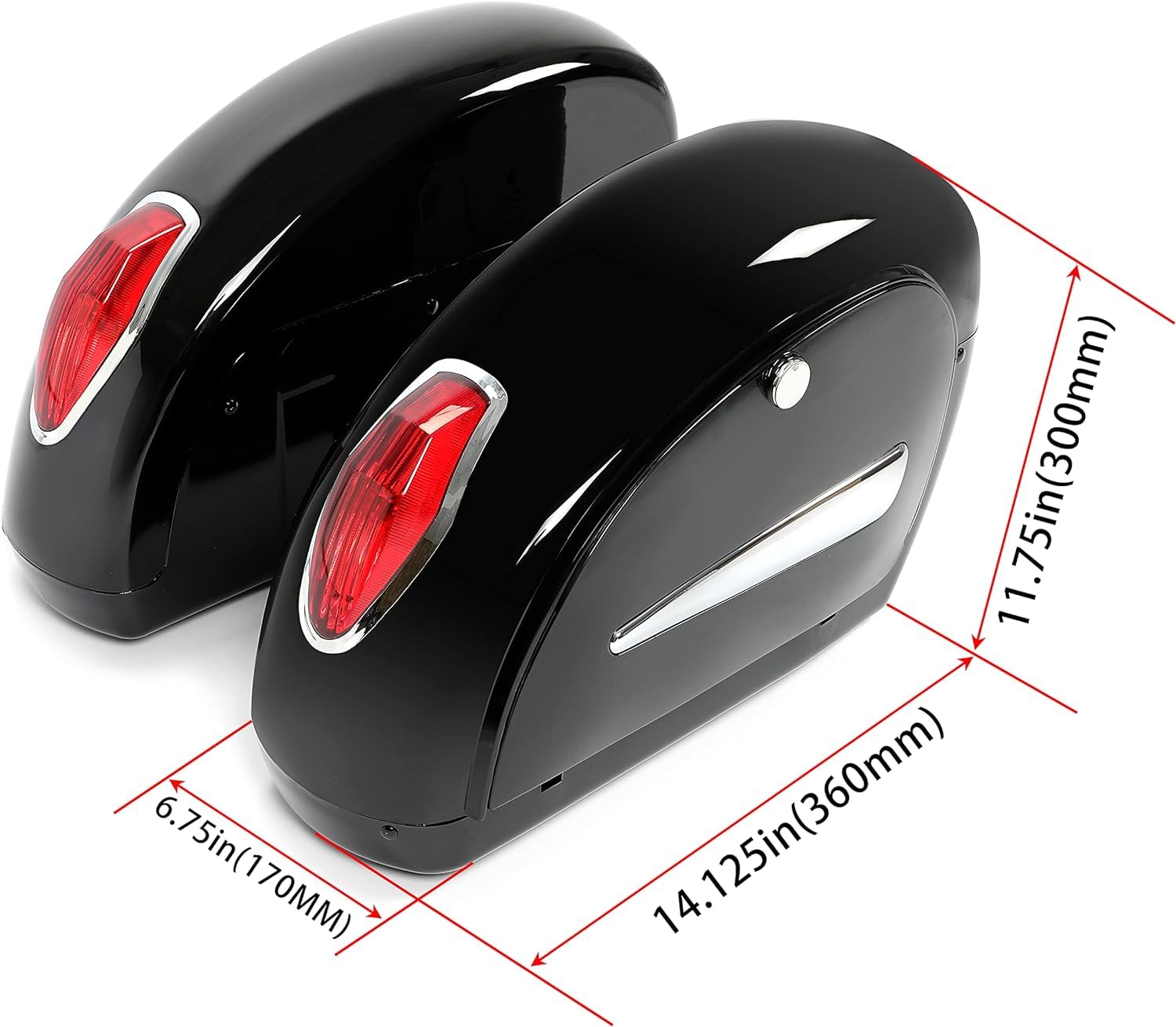 ECOTRIC Motorcycle Saddlebags W/Lock & Lights 36L Pair Compatible with Honda Yamaha Harley Sporster Softail Suzuki Kawasaki Univ