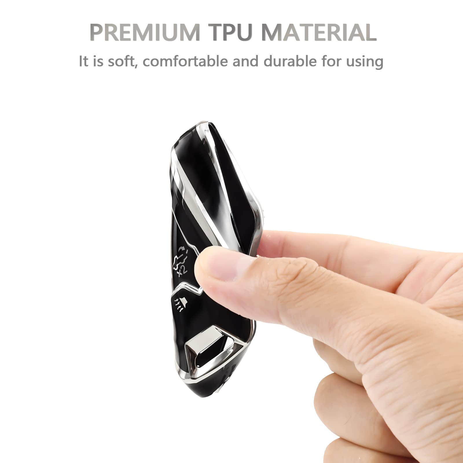 Offcurve Compatible With Gmc Key Fob Cover Key Fob Case For Chevy Suburban Tahoe Terrain Acadia Yukon Silverado Gmc Sierra 1500 2500Hd 3500Hd Car Accessories Smart Key Protector, Black