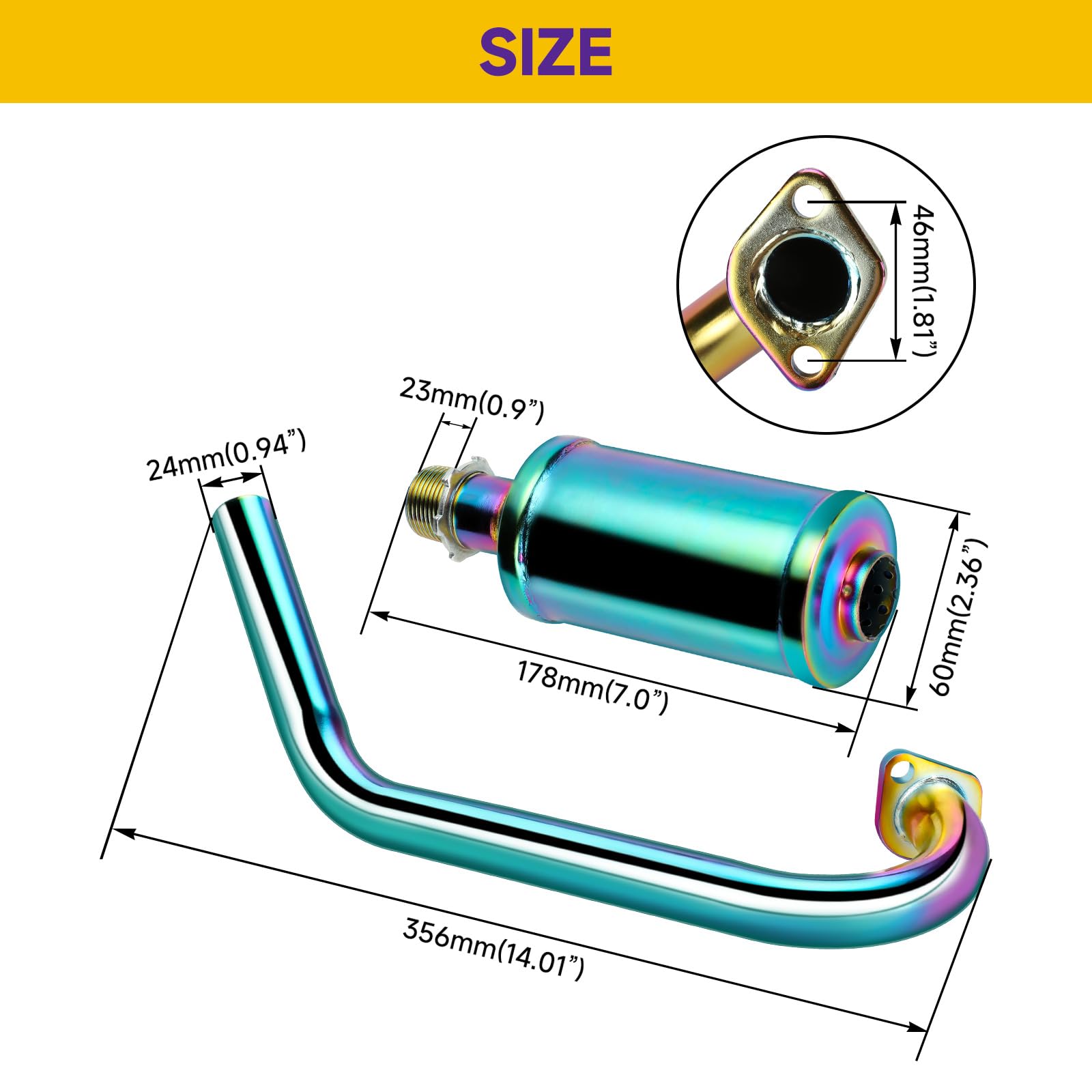 HIAORS Under Seat Exhaust Pipe Muffler Kit for Predator 212 Non Hemi Coleman CT200U BT200X Axis M200 KT196 224cc 196cc 6.5hp Min