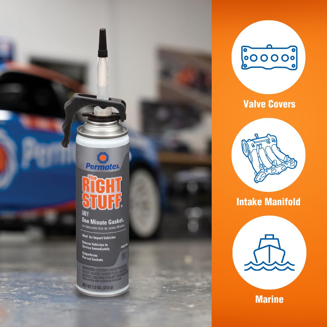 Permatex 85144 The Right Stuff 1 Minute Grey Gasket Maker, 7.5 Oz