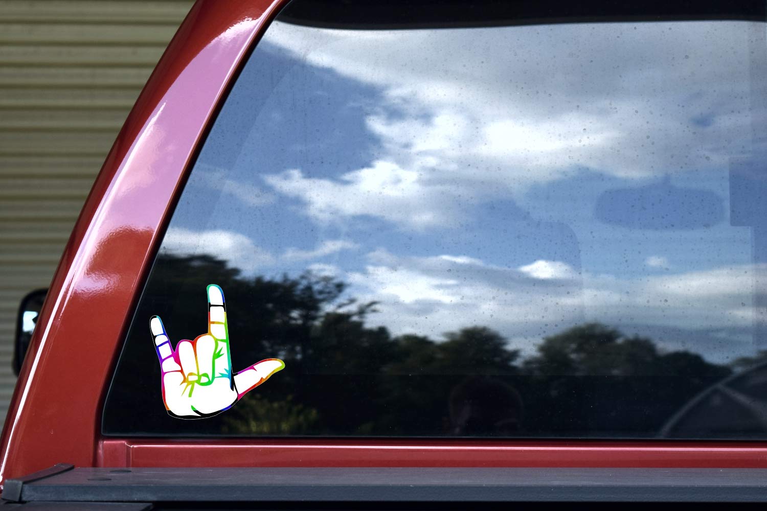 Stickertalk Rainbow Asl I Love You Vinyl Sticker, 5 Inches By 5 Inches