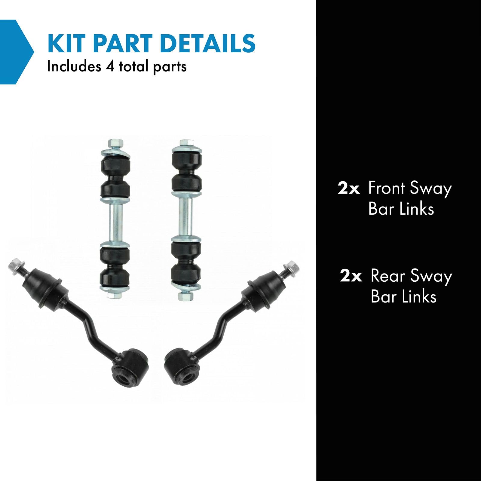 Trq Front & Rear Sway Bar Stabilizer Link Set Compatible With 1996-1998 Jeep Grand Cherokee