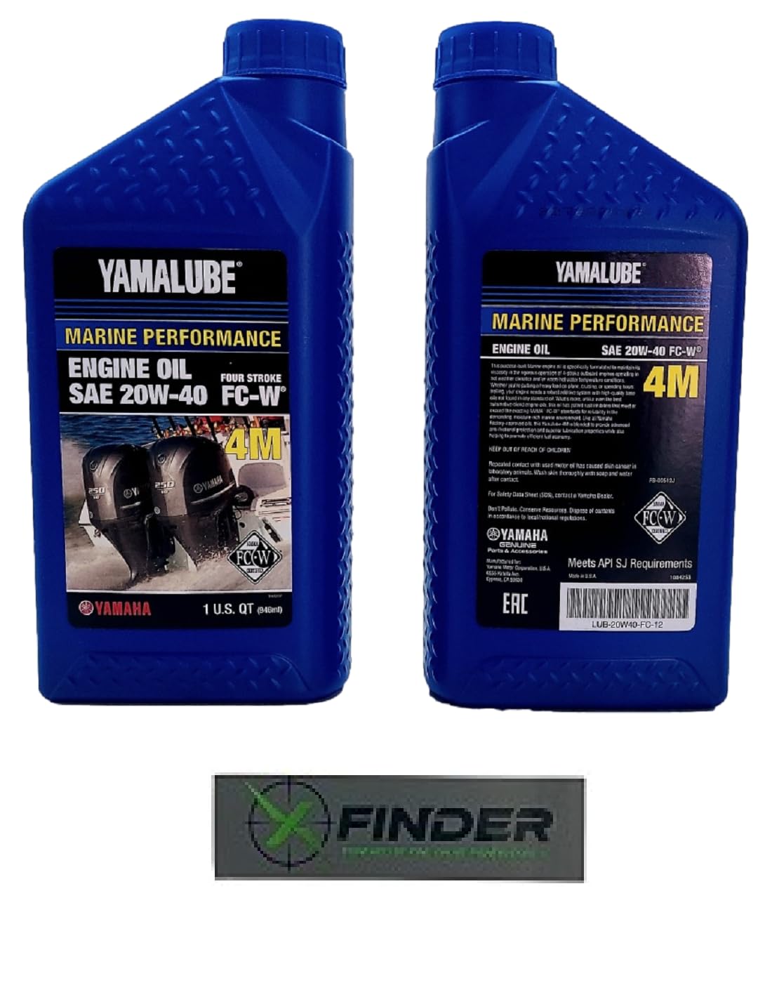 Yamaha Original OEM Yamalube LUB-20W40-FC-12 Hi Performance Full Synthetic 4M FC-W Outboard Marine Engine Oil Yamalube OEM - 2 Q