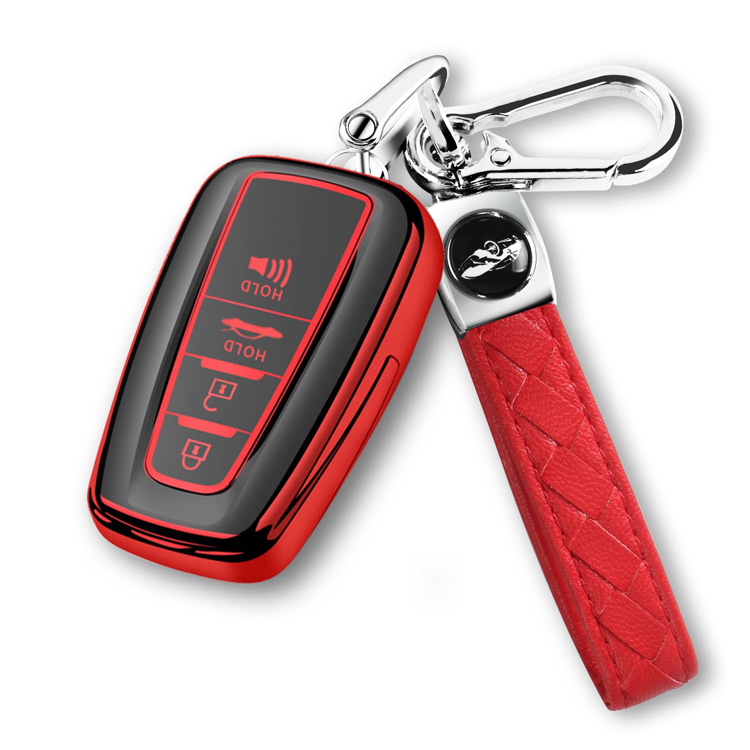 Qbuc For Toyota Key Fob Cover With Keychain Premium Tpu Key Fob Case Suitable For 2018-2024 Highlander Rav4 Camry Avalon C-Hr Co