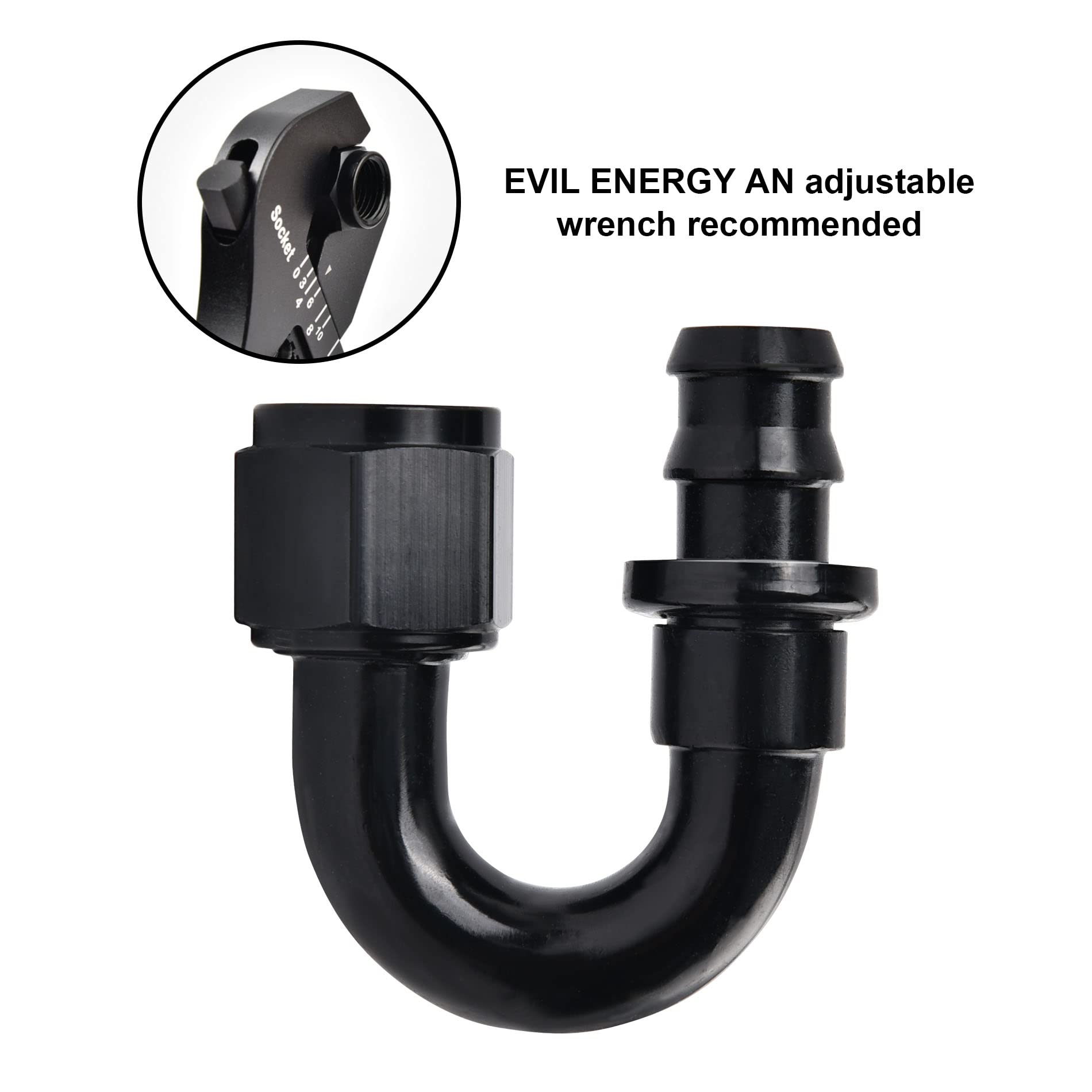 Evil Energy 10An 180 Degree Push Lock Hose Fitting End Black