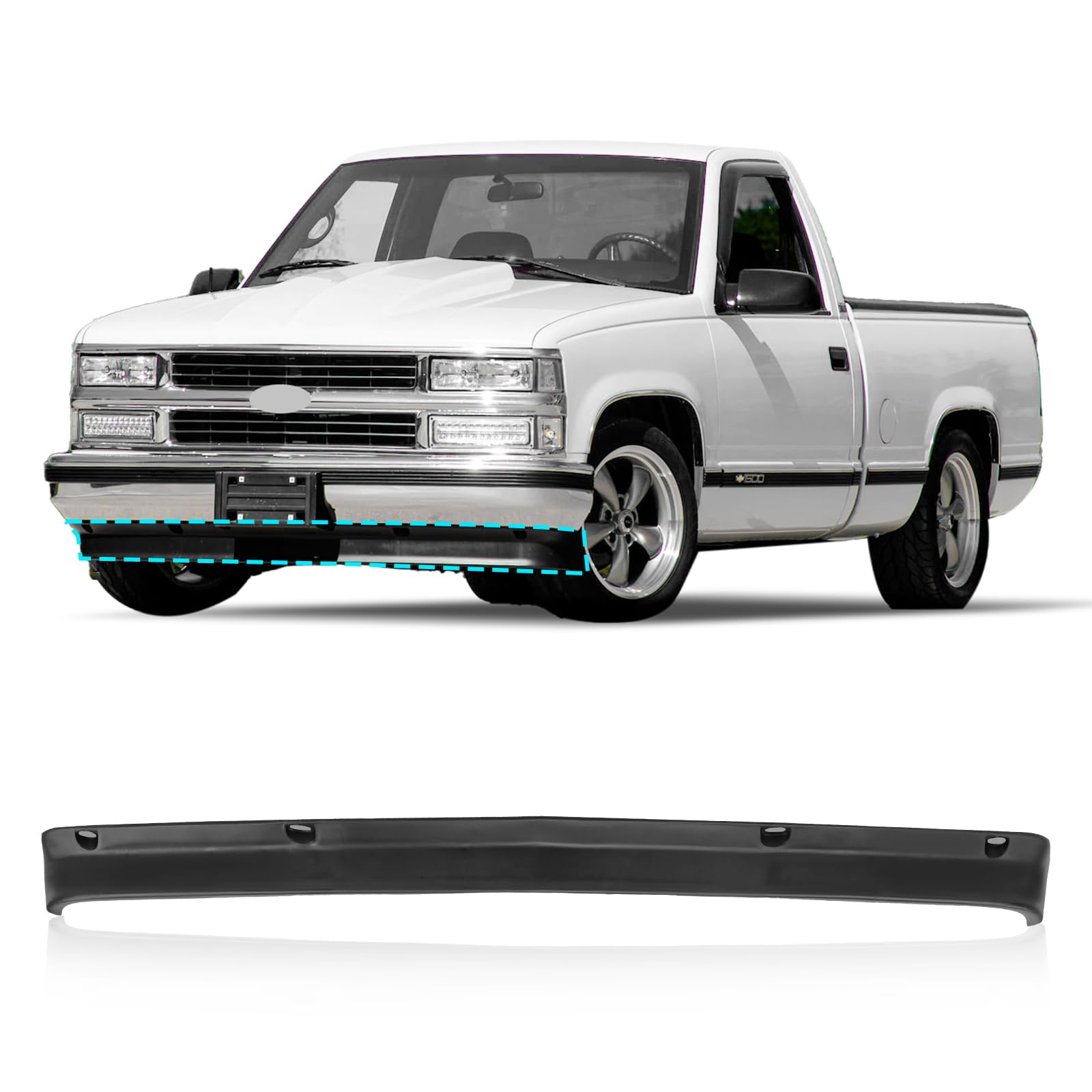 Carpartsdepot Front Bumper Air Dam Lower Valance W/O Holes Compatible With 1988-2000 Chevrolet C/K 1500 2500 3500 Gm1090108 1556