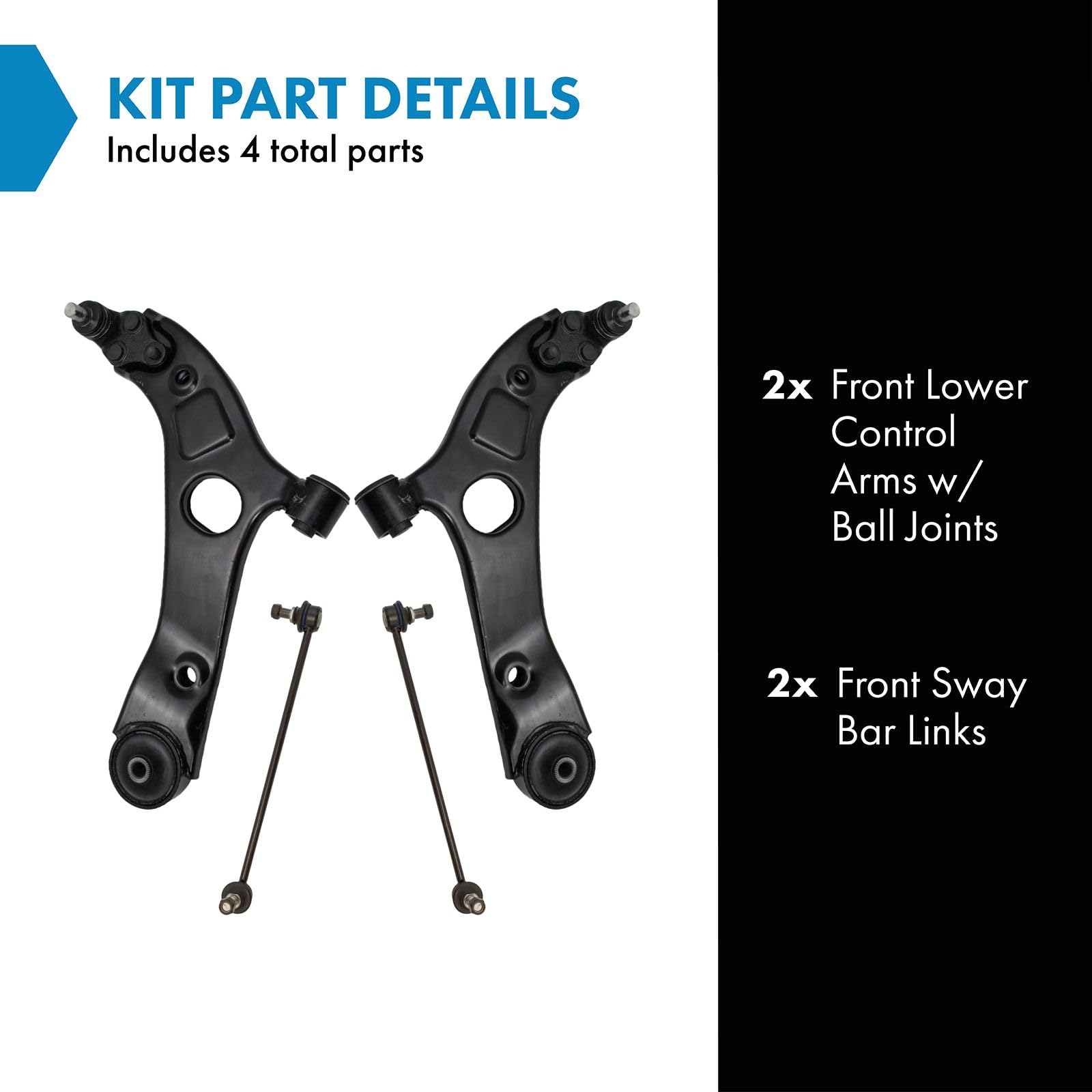 Trq Front Suspension Kit Control Arm With Ball Joint Sway Bar Stabilizer Link Compatible With 2011-2012 Hyundai Sonata Kia Optim