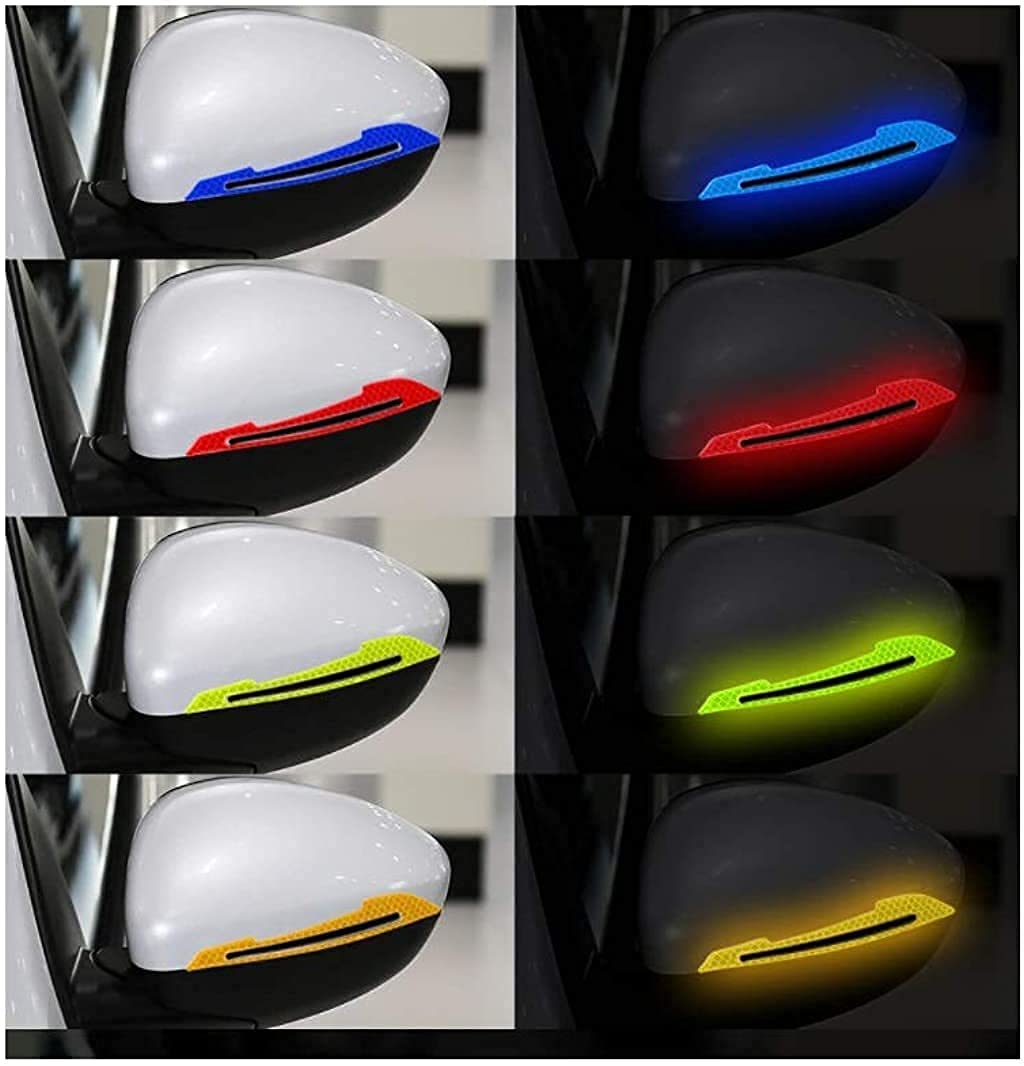 True Line Automotive Reflective Car Side Mirror Warning Molding Trim Sticker Safety Markers (Blue)