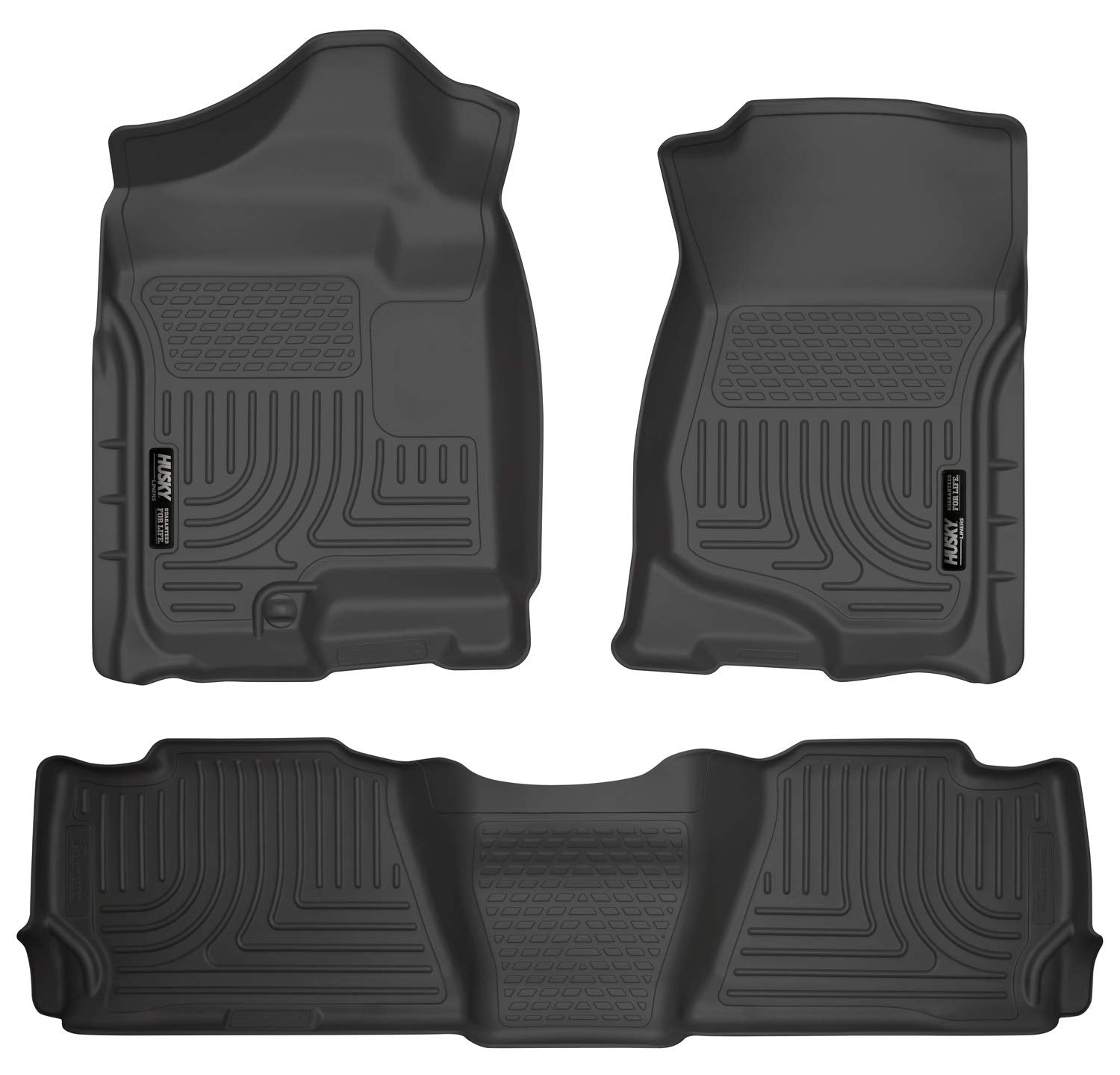 Husky Liners Weatherbeater Floor Mats | Fits 2007-2014 Cadillac Escalade/Chevrolet Tahoe/Gmc Yukon | Front & 2Nd Row, 3-Pc Black