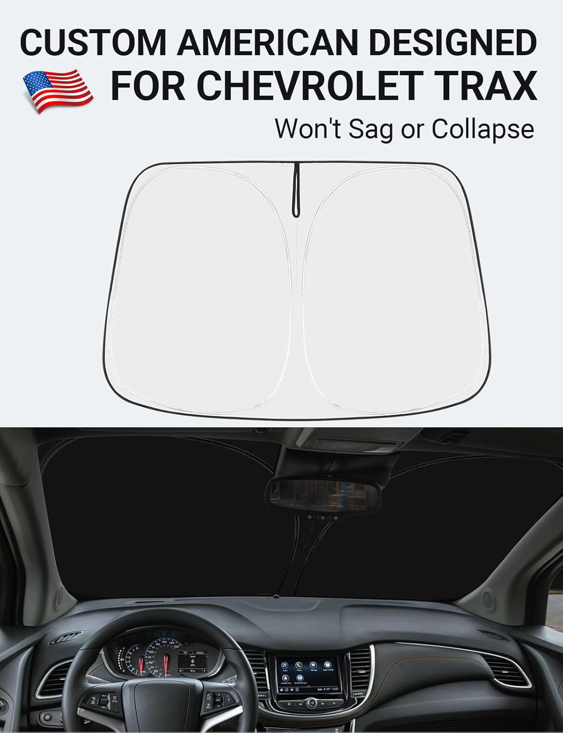 Proadsy Front Windshield Sun Shade Foldable Sunshade Protector Custom Fit 2013-2024 2025 Chevrolet/Chevy Trax Ls, Lt, Ltz, Premier, Suv Accessories 2025 Upgrade