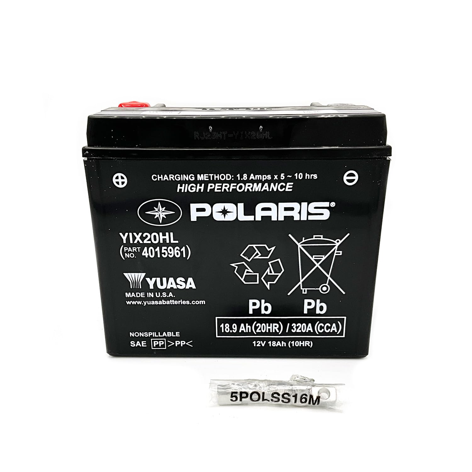 Polaris 12V 18Ah AGM Sealed Rechargeable Battery for Specific Sportsman Scrambler 850, XP 850, XP 1000, RZR 800, S 800 Models an
