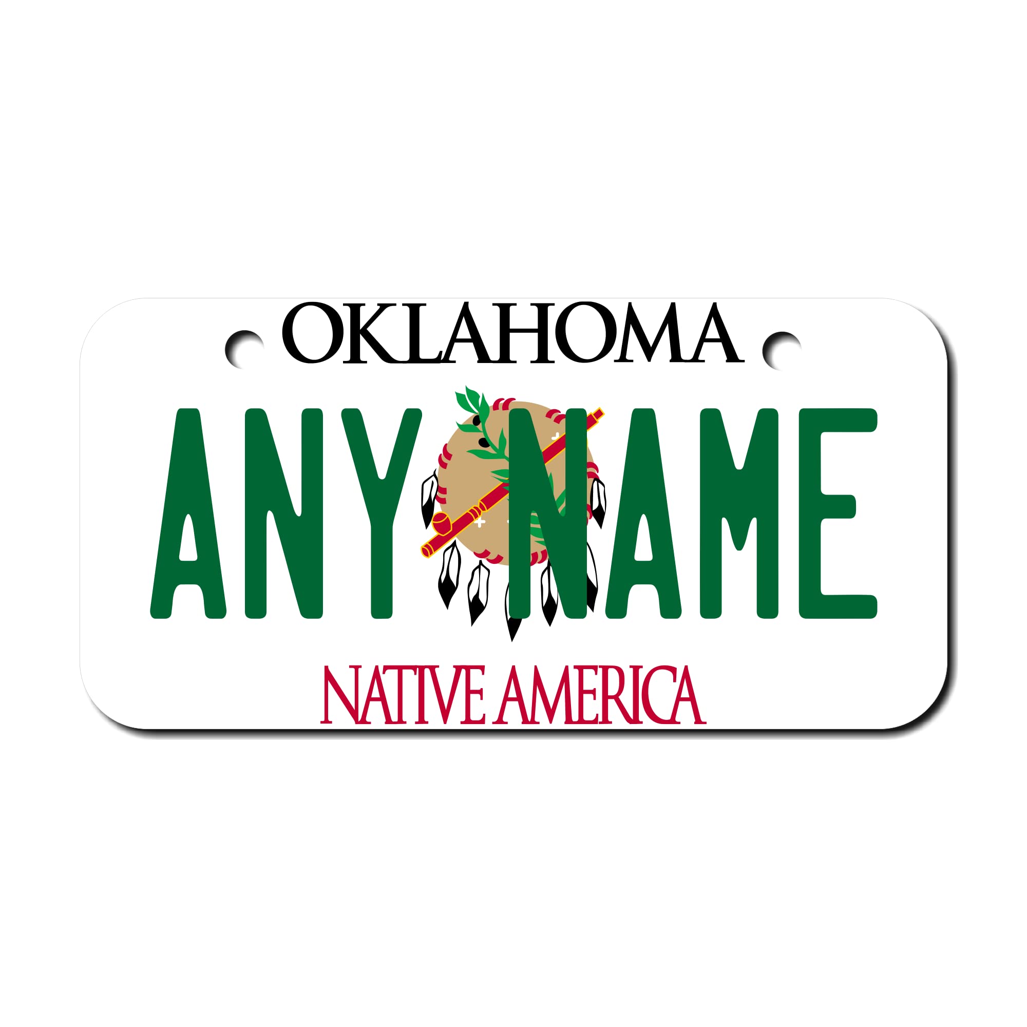 Teamlogo Personalized Oklahoma License Plate - Sizes For Kid 'S Bikes, Cars, Trucks, Cart, Key Rings Version 1 (3 X 6 Aluminum L