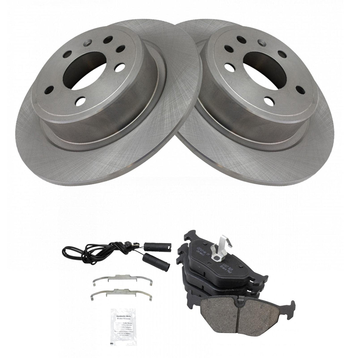 TRQ Rear Brake Pad & Rotor Kit Brake Pads Brake Rotor Ceramic Compatible with 1999-2009 Saab 9-5