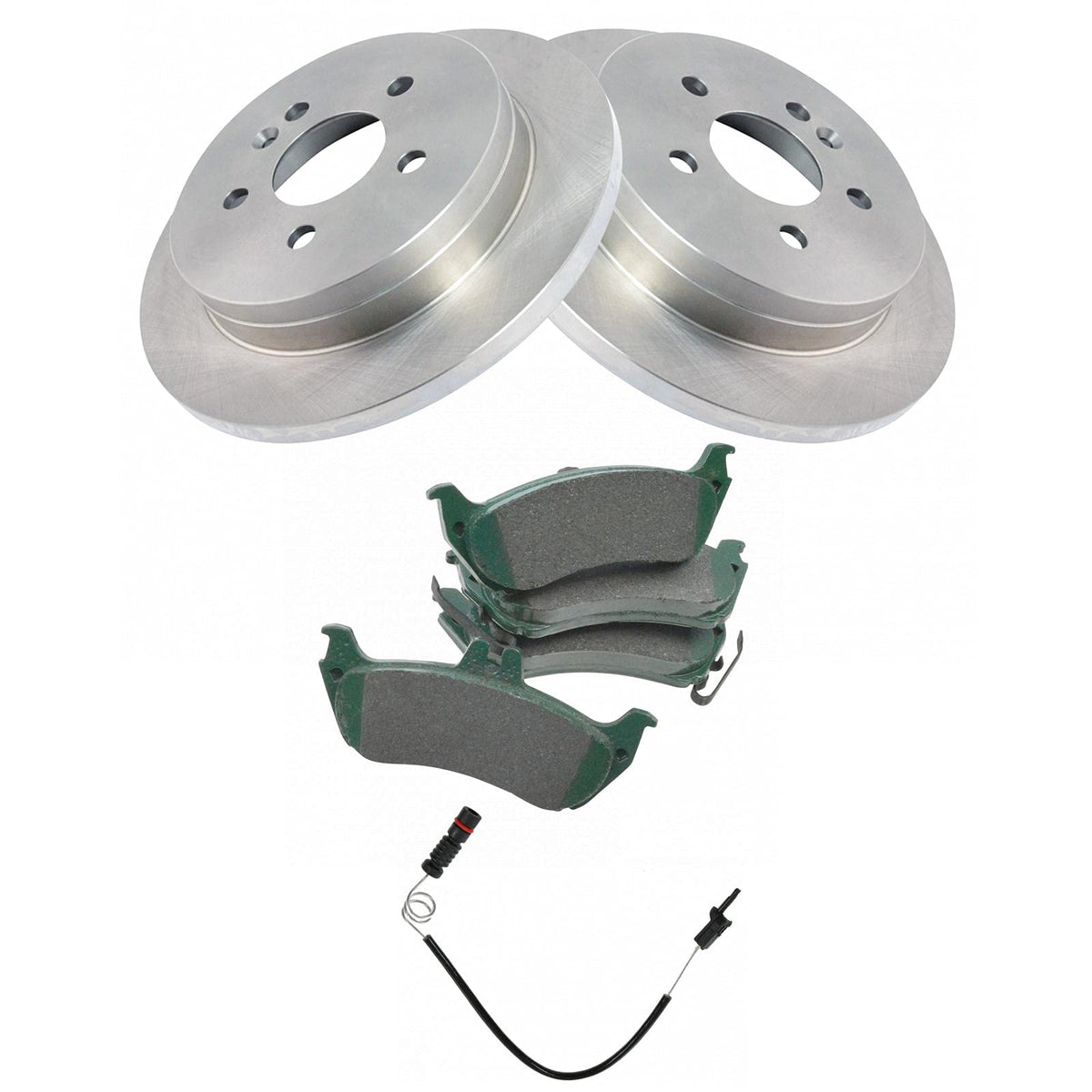 Trq Rear Brake Pad & Rotor Kit Brake Pad Wear Sensor Brake Pads Brake Rotor Ceramic Compatible With 1999-2003 Mercedes-Benz Ml32