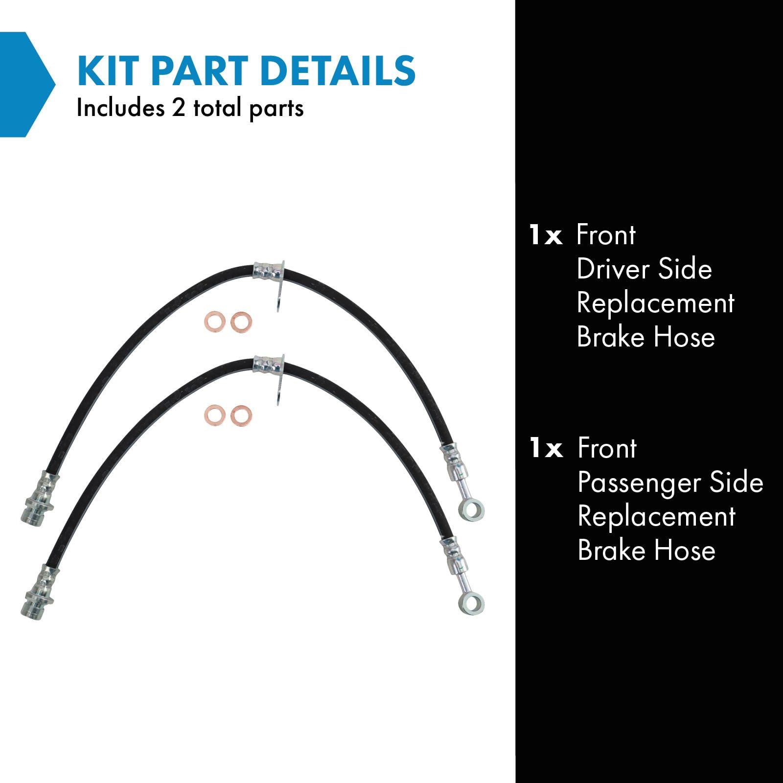 Trq Front Brake Hose Set Compatible With 2007-2013 Acura Mdx 2010-2013 Zdx 2009-2015 Honda Pilot