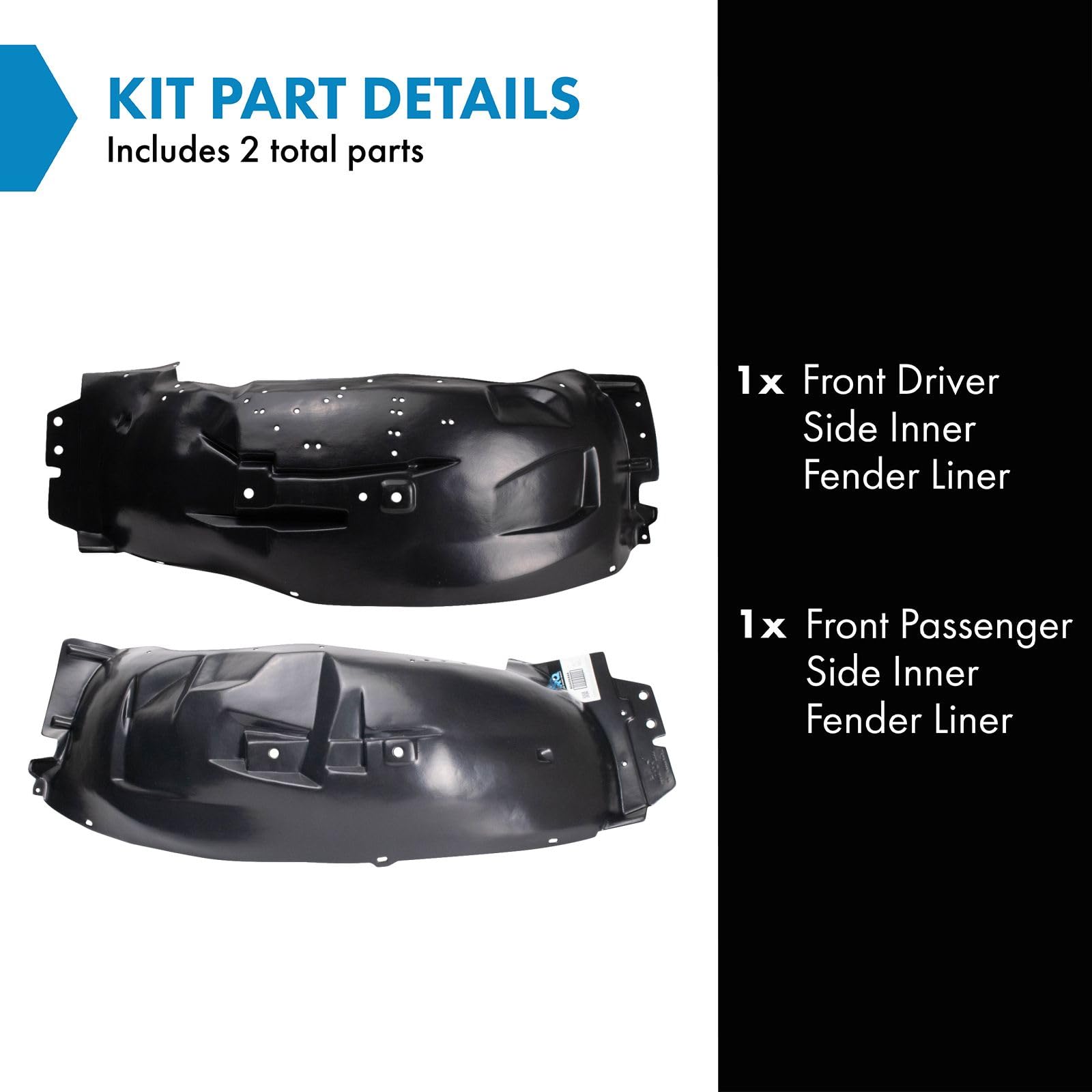 Trq Front Inner Fender Liner Set Compatible With 1995-2001 Ford Explorer 1997-2001 Mercury Mountaineer Fo1248114 Fo1249114