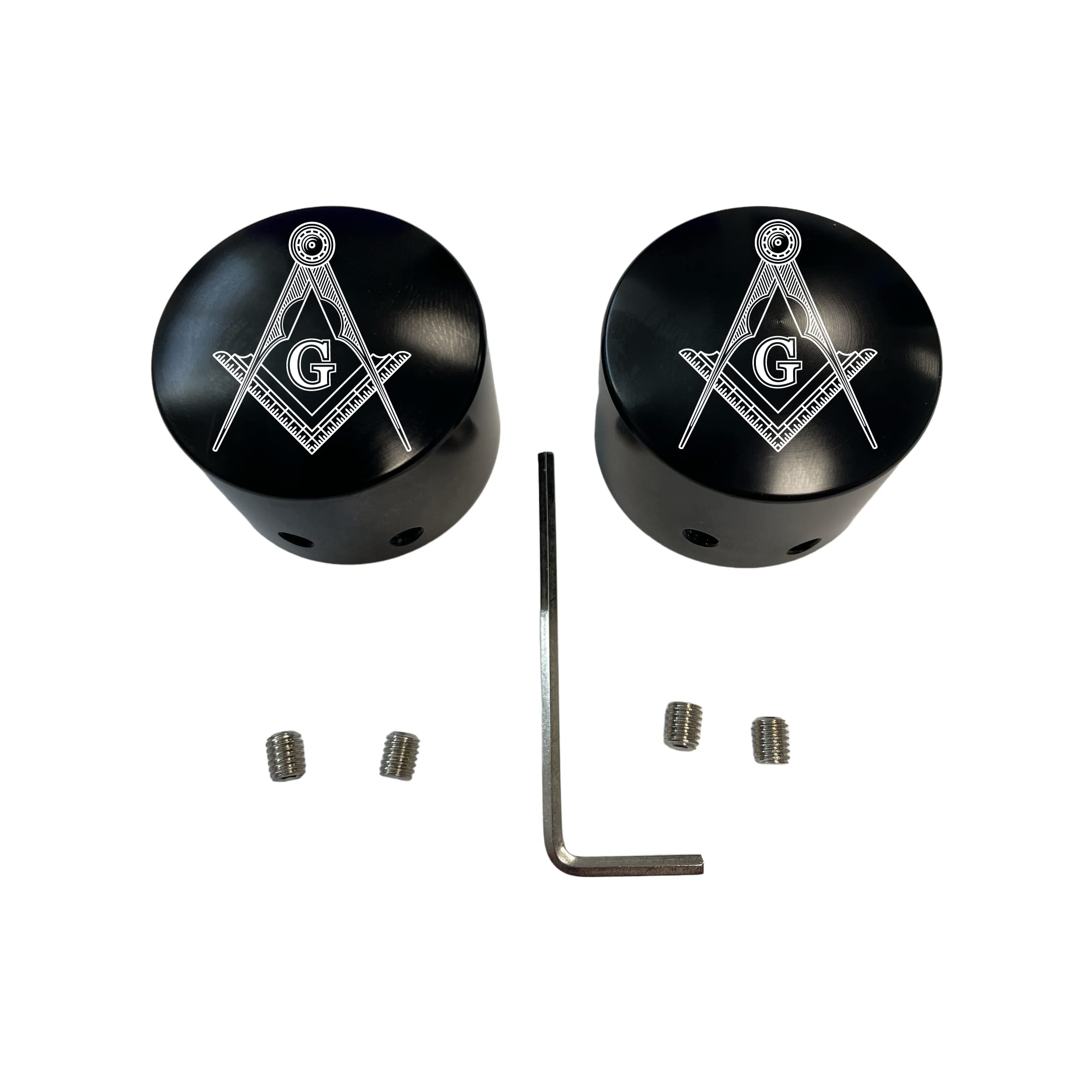 Masonic Front Axle Cap Nut Covers Black In Color Compatible With Harley Davidson Touring Road King Road Glide Street Glide Ultra Dyna