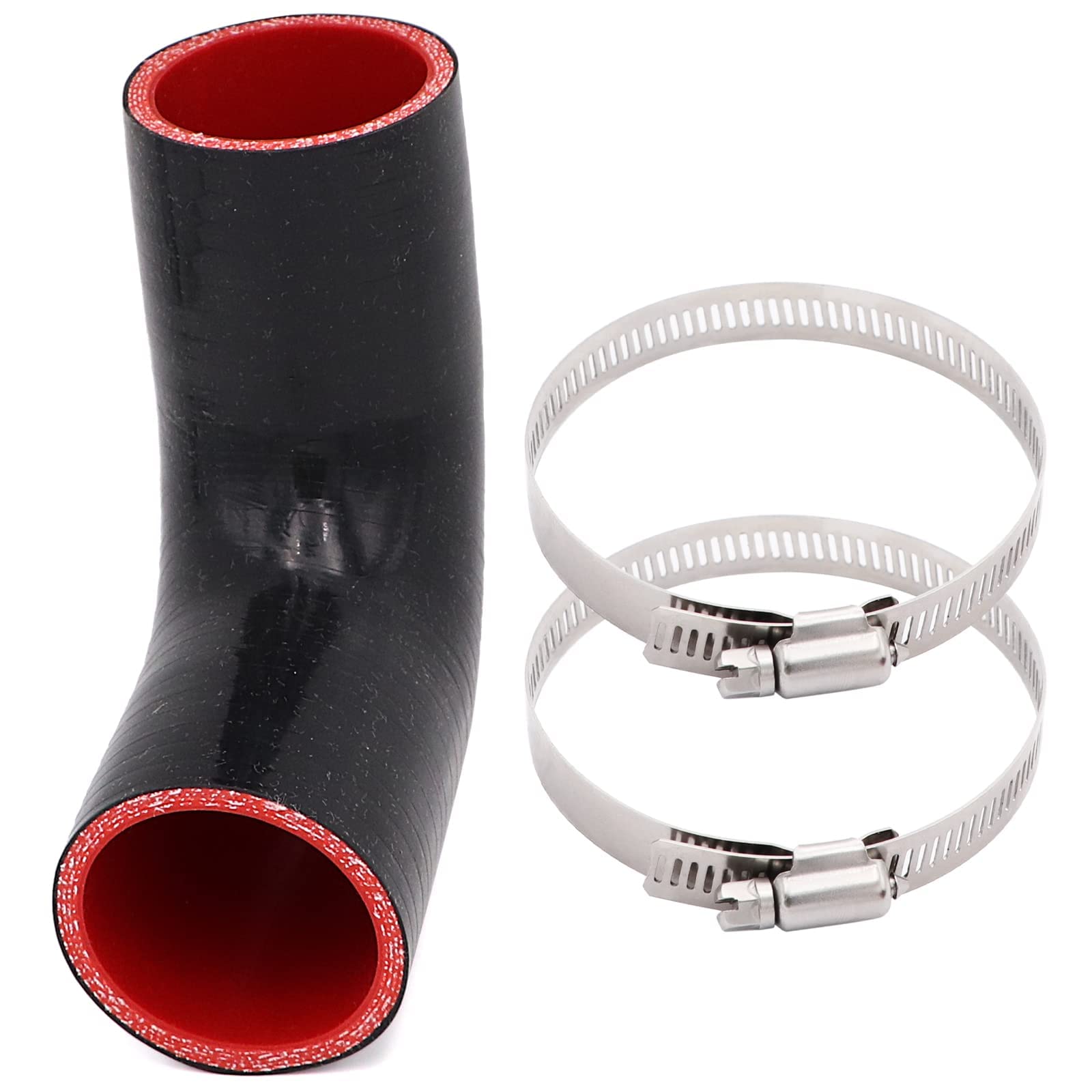 TuoLauthon 90 Degree 2 inch(51mm) Elbow Coupler Hose,4-Ply Reinforced,Length 4 inch(102mm) with 2PCS Clamps for Turbo/Intercoole