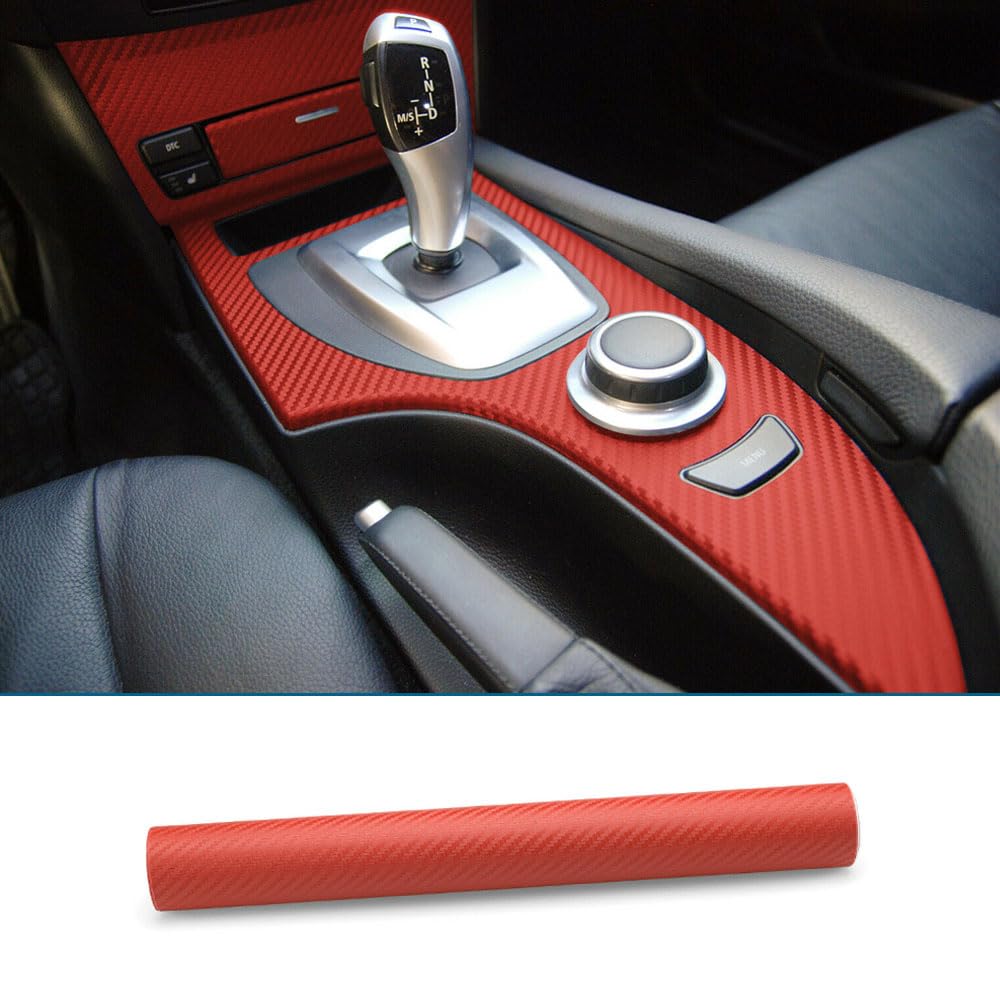 Lzlrun 3D Carbon Fiber Vinyl Wrap - Outdoor Rated For Automotive Use - 12 '' X 60 '' Includes A Set Of Installation Tools (Red)