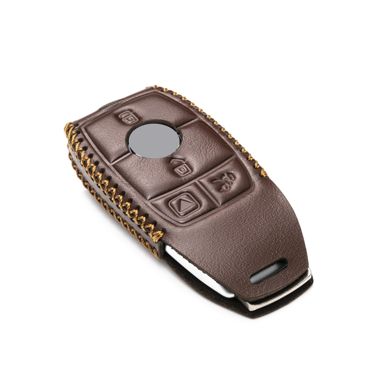 Vitodeco Genuine Leather Smart Key Fob Case With Leather Key Strap Compatible For Mercedes-Benz A, C, E, S, Cla, Cls, Gla, Glb,