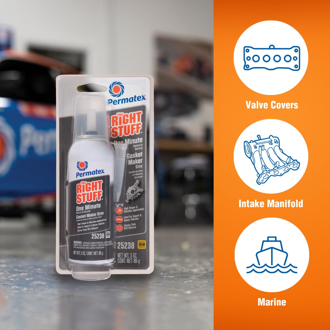 Permatex 25238 The Right Stuff 1 Minute Grey Gasket Maker, 3 Oz