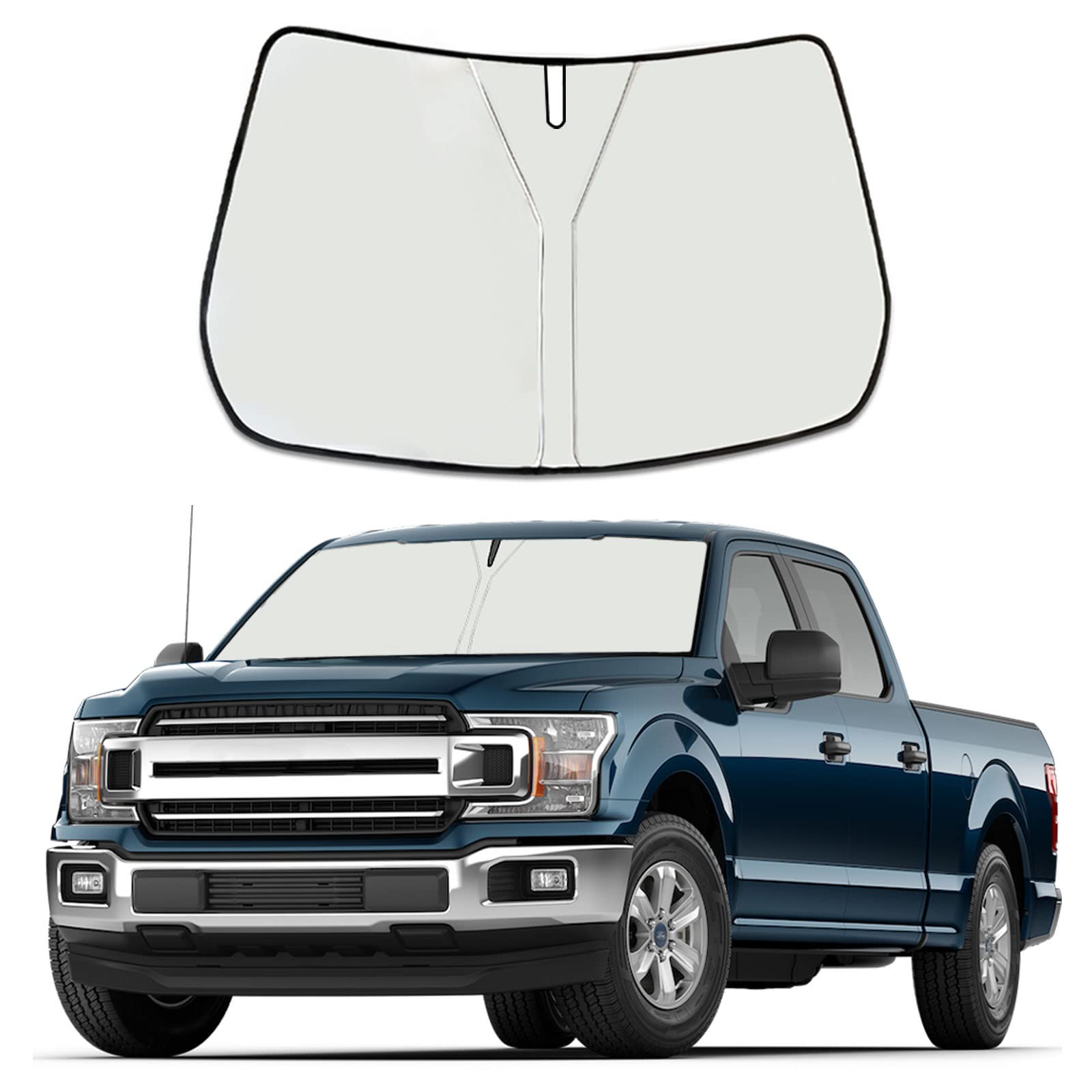 Moricere Upgrade Windshield Sun Shade For Ford F150 2015-2020, Foldable Windshield Sun Visor Blocks Uv Rays