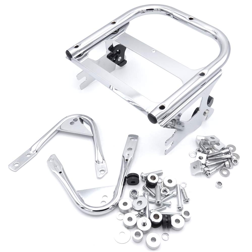 Asd Chrome Two Up Razor Chopper King Size Tour Pak Pack Trunk Detachable Mounting Rack+Docking Harware Kit Compatible With 1997-2008 Harley Davidson Touring Model