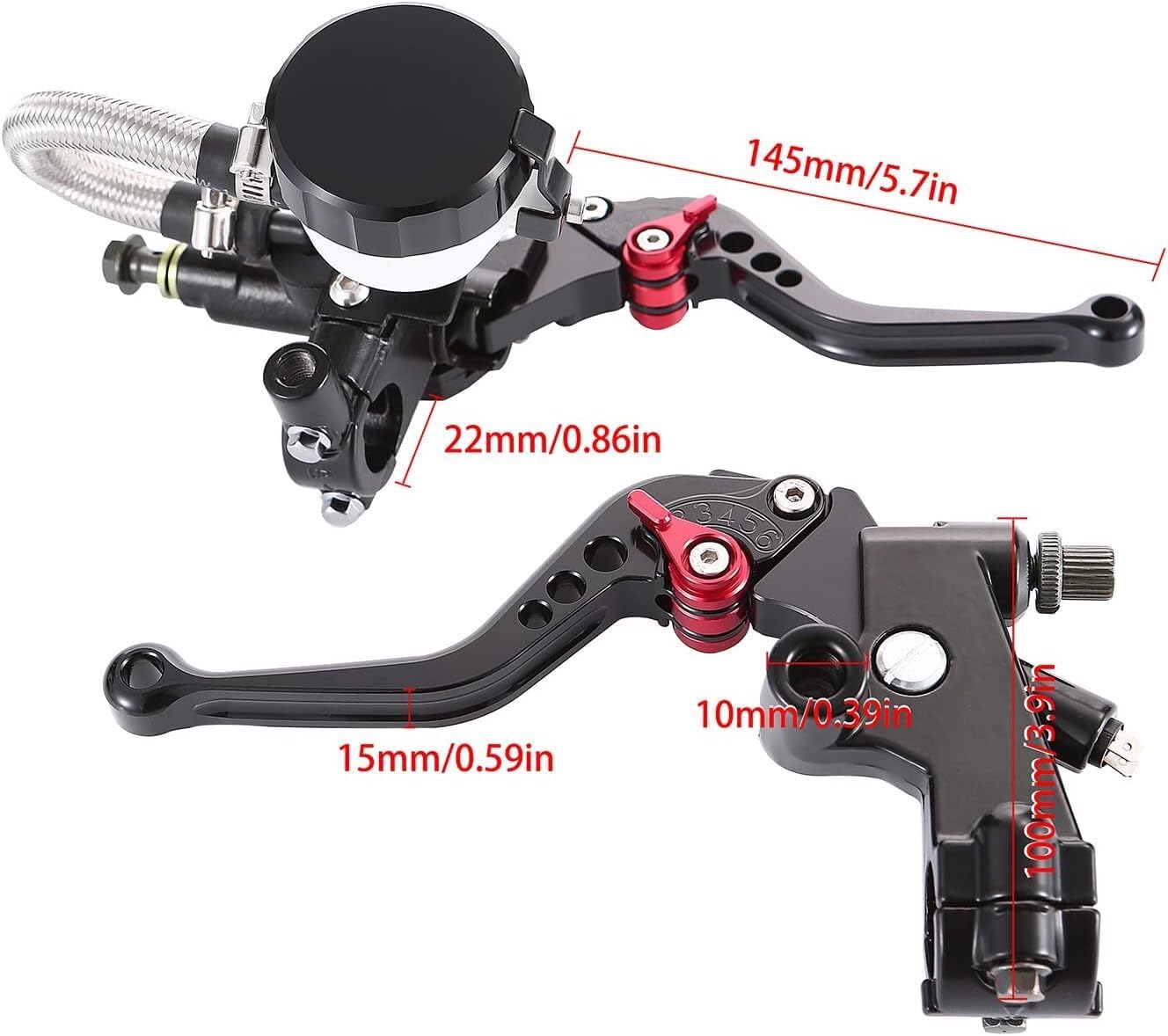 venveal Universal Motorcycle Brake Levers 7/8'' 22mm Cylinder Clutch Lever Adjustment Front Brake Master Standard Handlebar for