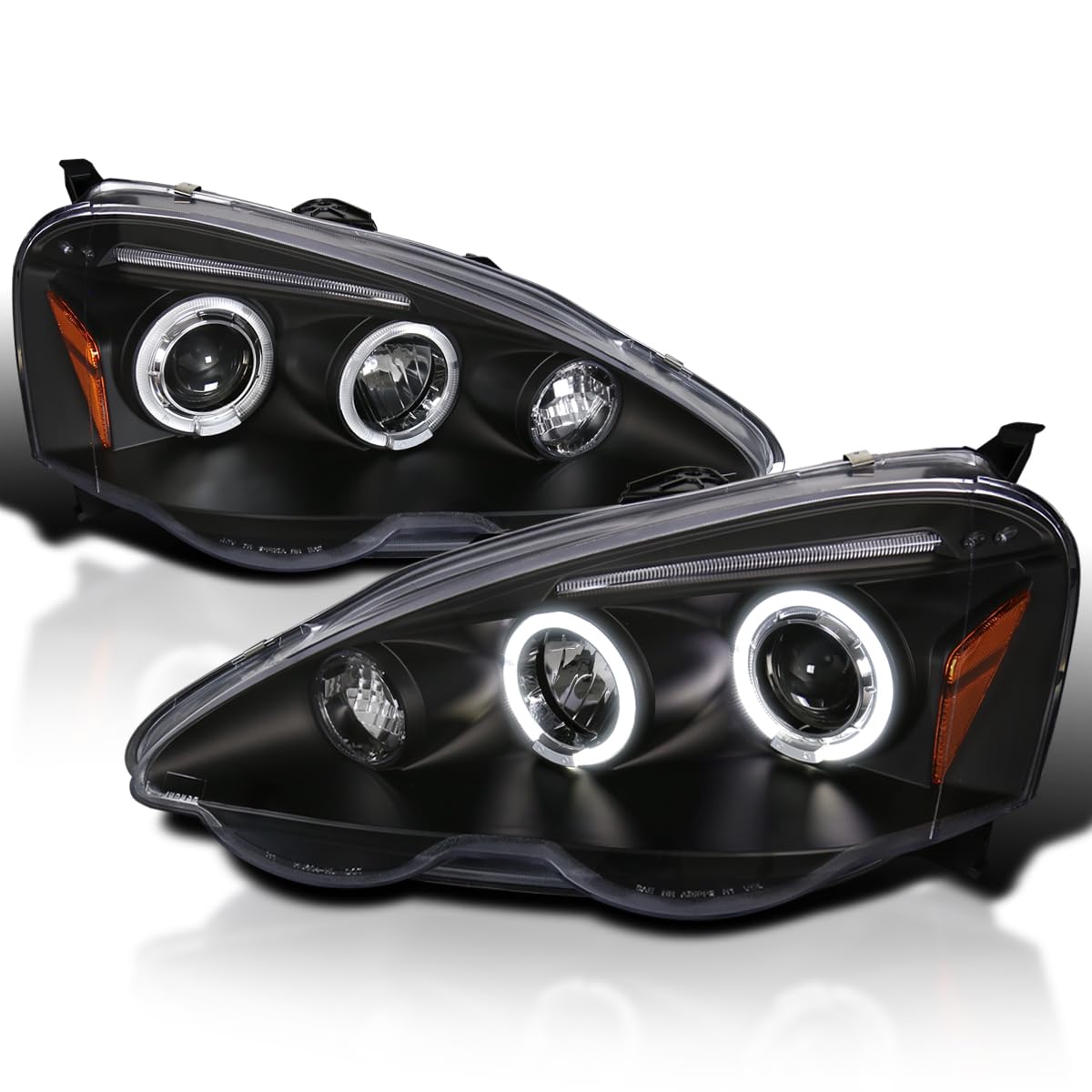 Spec-D Tuning Jdm Black Projector Headlights Compatible With 2002-2004 Acura Rsx, Left + Right Pair Headlamps Assembly