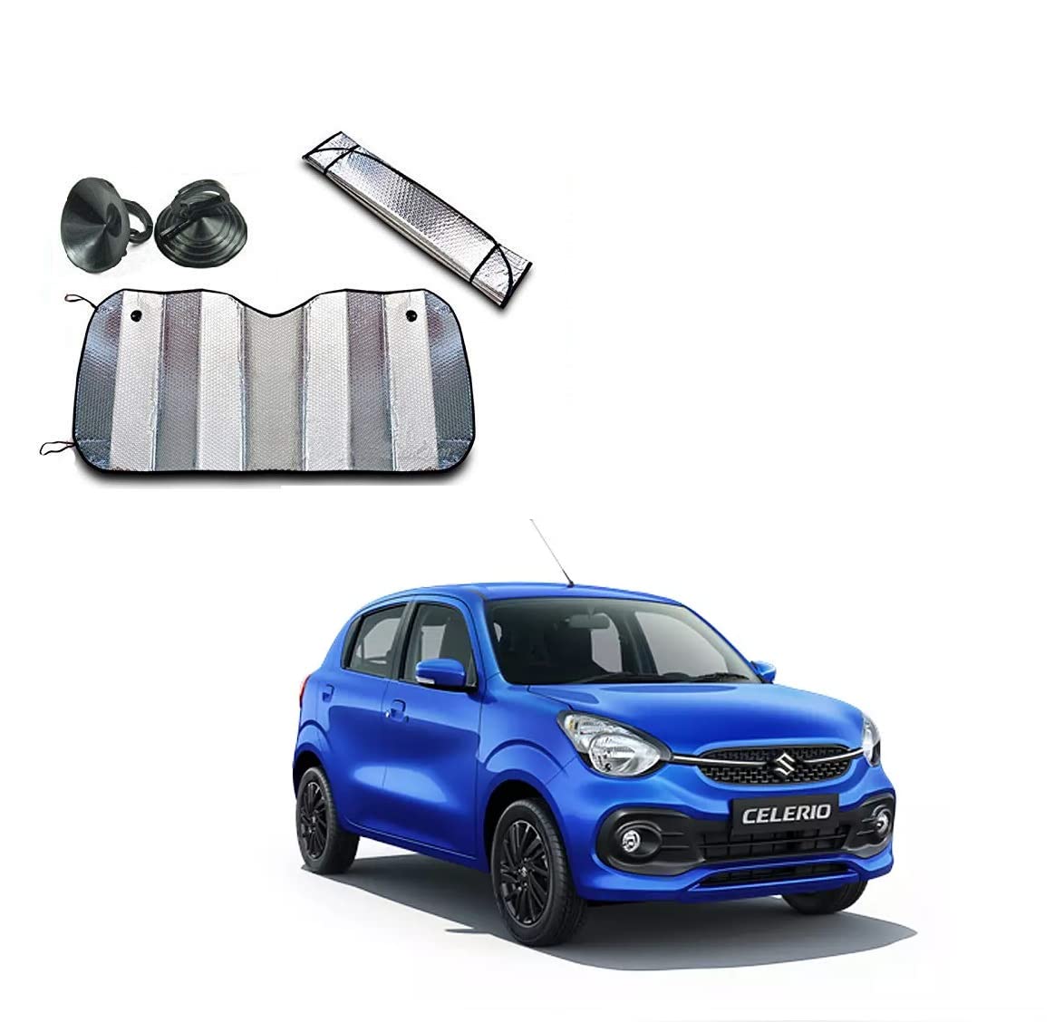 Auto Addict Aluminium Foil Foldable Car Sunshades for Front/Rear Windshield 1pc for Maruti CELERIO New 2021
