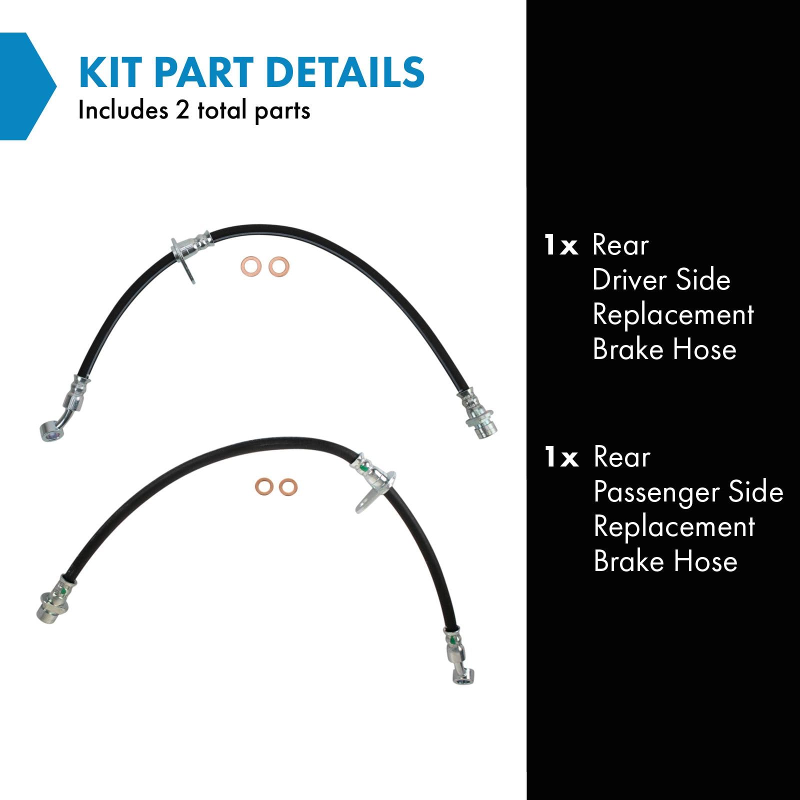 Trq Rear Brake Hose Set Compatible With 2003-2007 Honda Accord