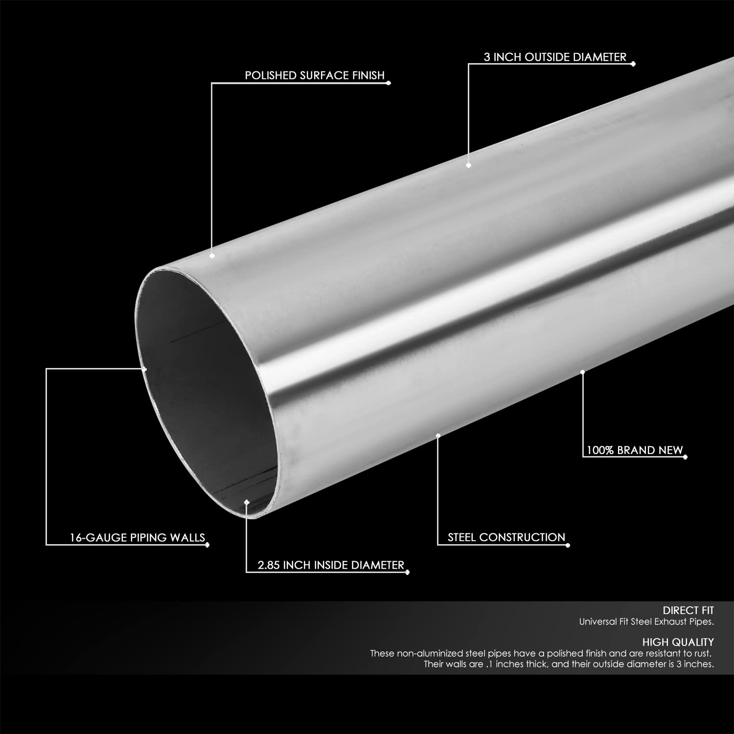 Dna Motoring Ztl-30Ss 16 Pcs 3.0 Inches Stainless Steel Diy Custom Exhaust Tubing Mandrel Bend Pipe Straight & U-Bend Kit, Unive