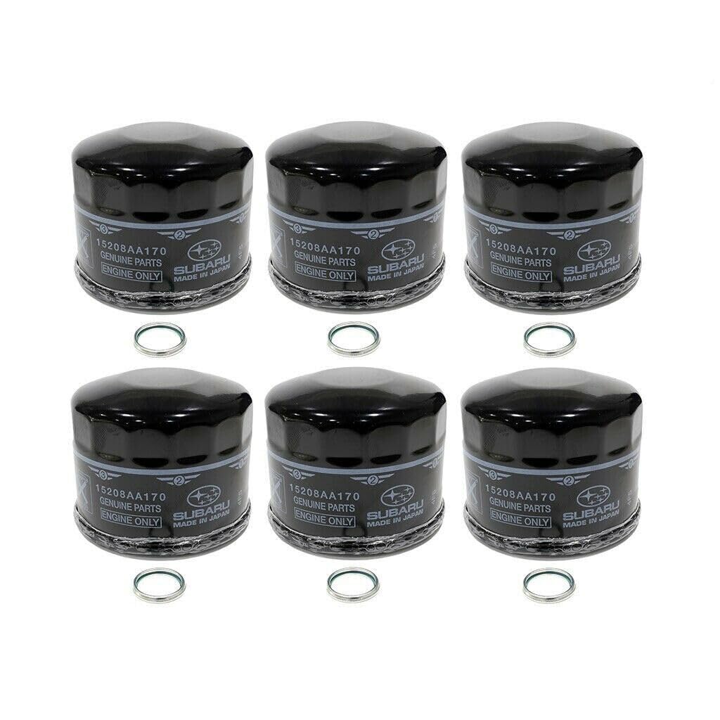Subaru Set Of 6 Oil Filters W/Crush Gaskets For 2015-2024 Wrx Brz - 15208Aa170 & 803916010 - Genuine Oem