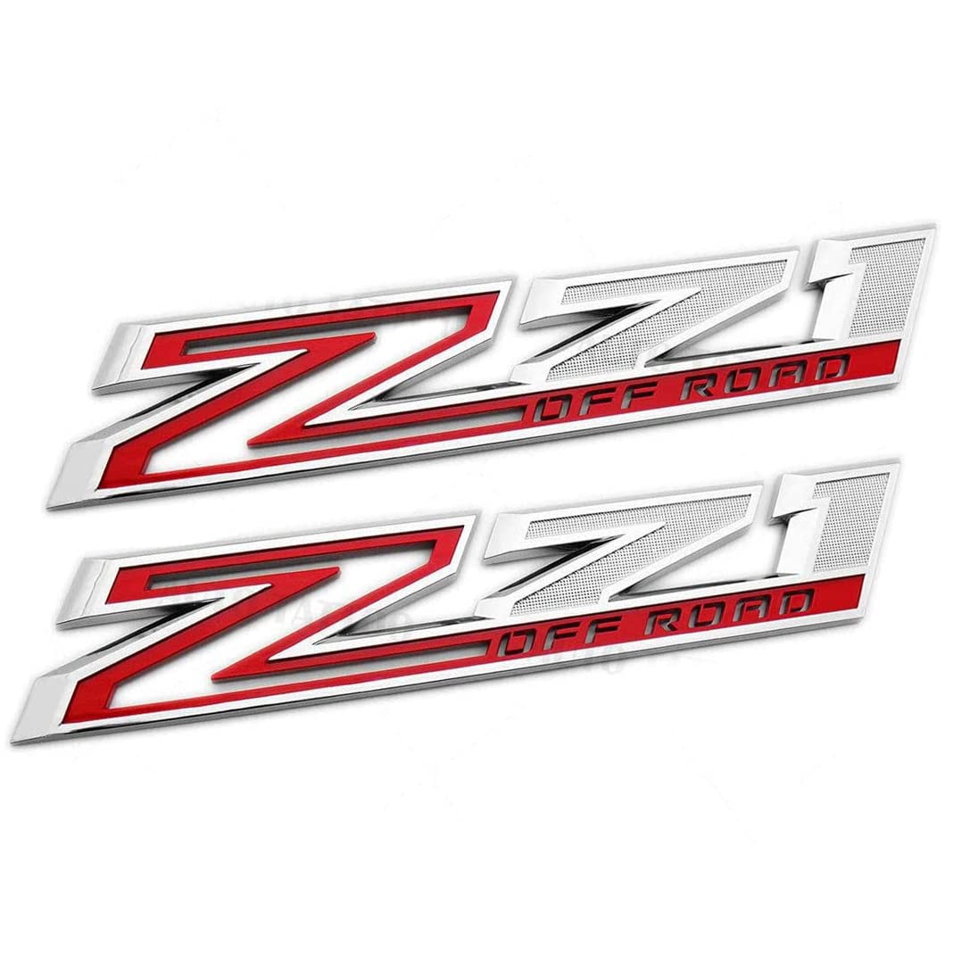 2Pack 2019-2025 Oem Z71 Off Road Emblems Side Decals Badges Compatible With Fits Silverado Offroad Parts 84632695 (Chrome Red)