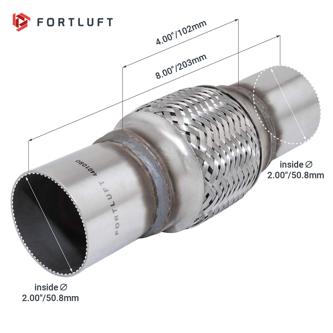 Fortluft Exhaust Flex Pipe (Exhaust Flex Connector With Extension Pipes, 2.00''X4.00''X8.00''/50.8X102X203Mm)