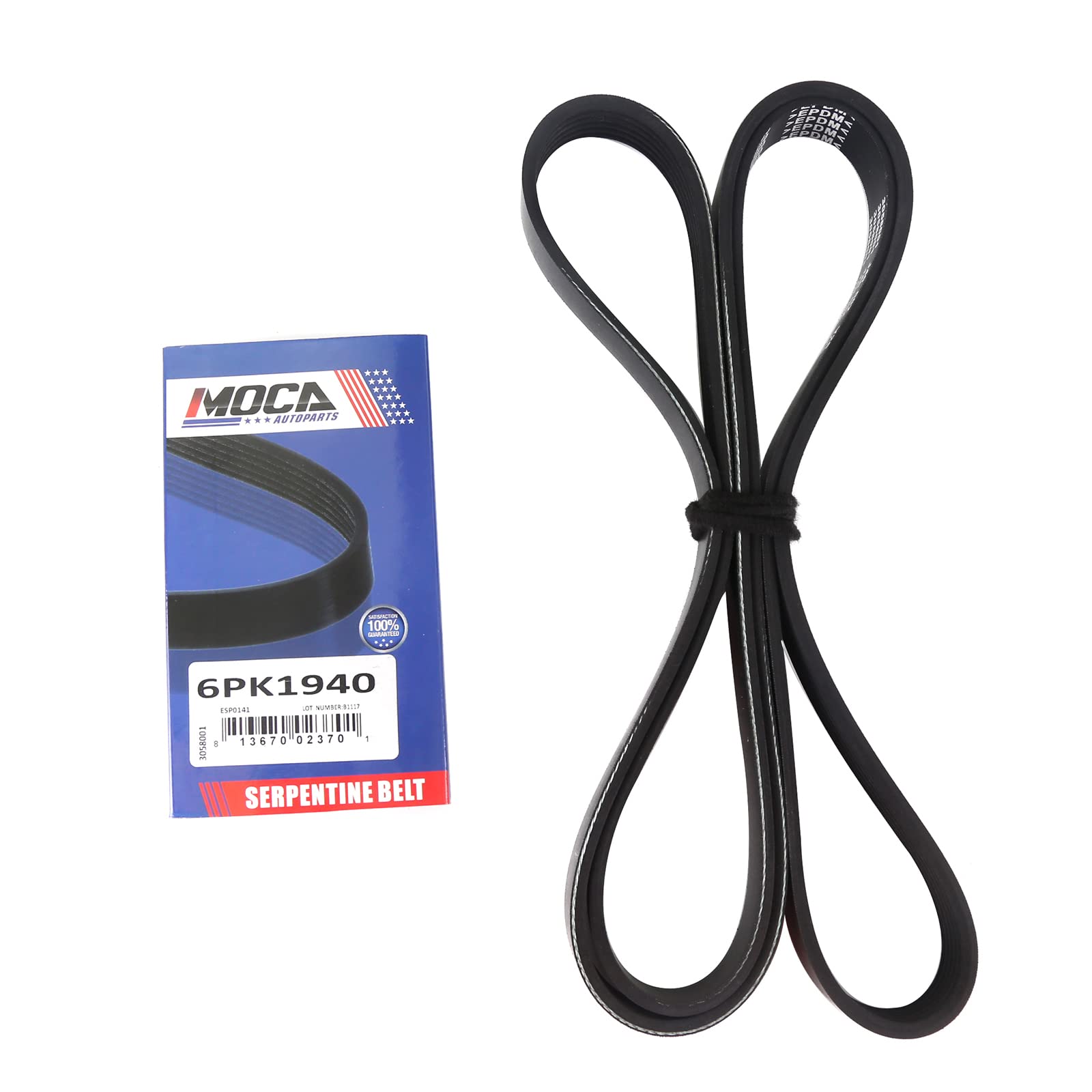 MOCA 6PK1940 EPDM Serpentine Belt 00-05 for Toyota Celica 1.8L & 11-13 Chevy Caprice 6.0L & 18-19 Land Rover Range Rover Velar 3