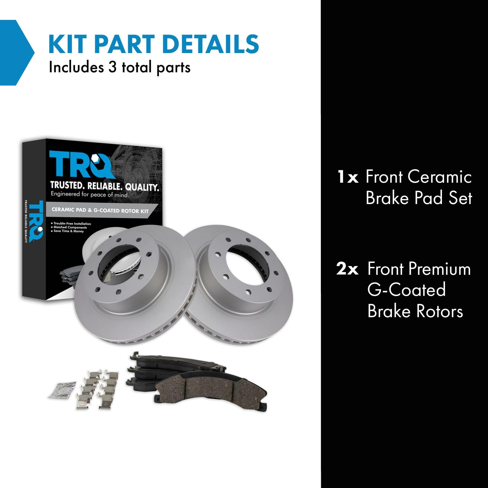 Trq Front Brake Pad & Rotor Kit Brake Pads Brake Rotor Ceramic Premium G-Coated Compatible With 2012-2019 Nissan Nv1500 Nv2500 N